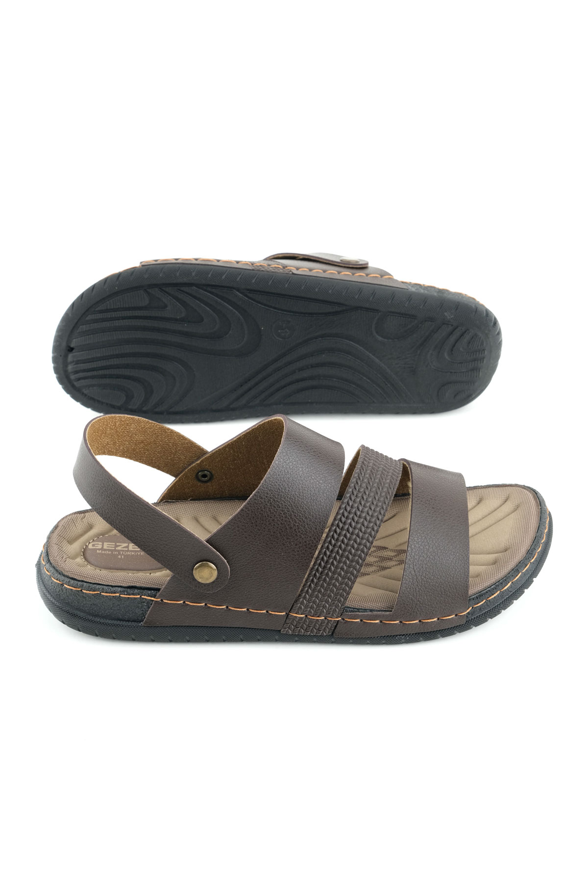 Yazlık Erkek Suni Deri Rahat Taban Sandalet Terlik - Görsel 6