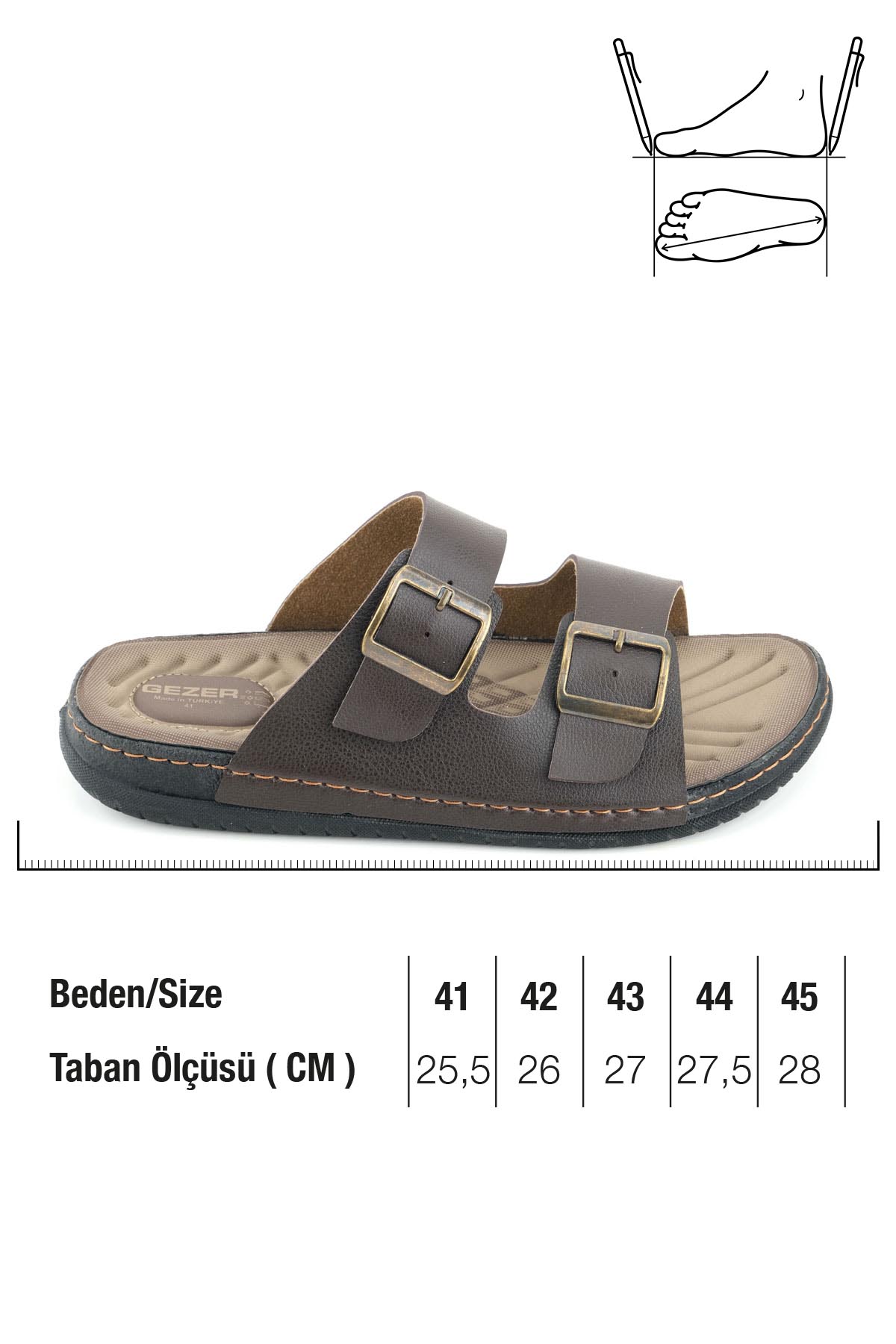 GEZER Erkek Yazlık Suni Deri İki Toka Ayarlanabilir Rahat Taban Günlük Terlik - Görsel 3