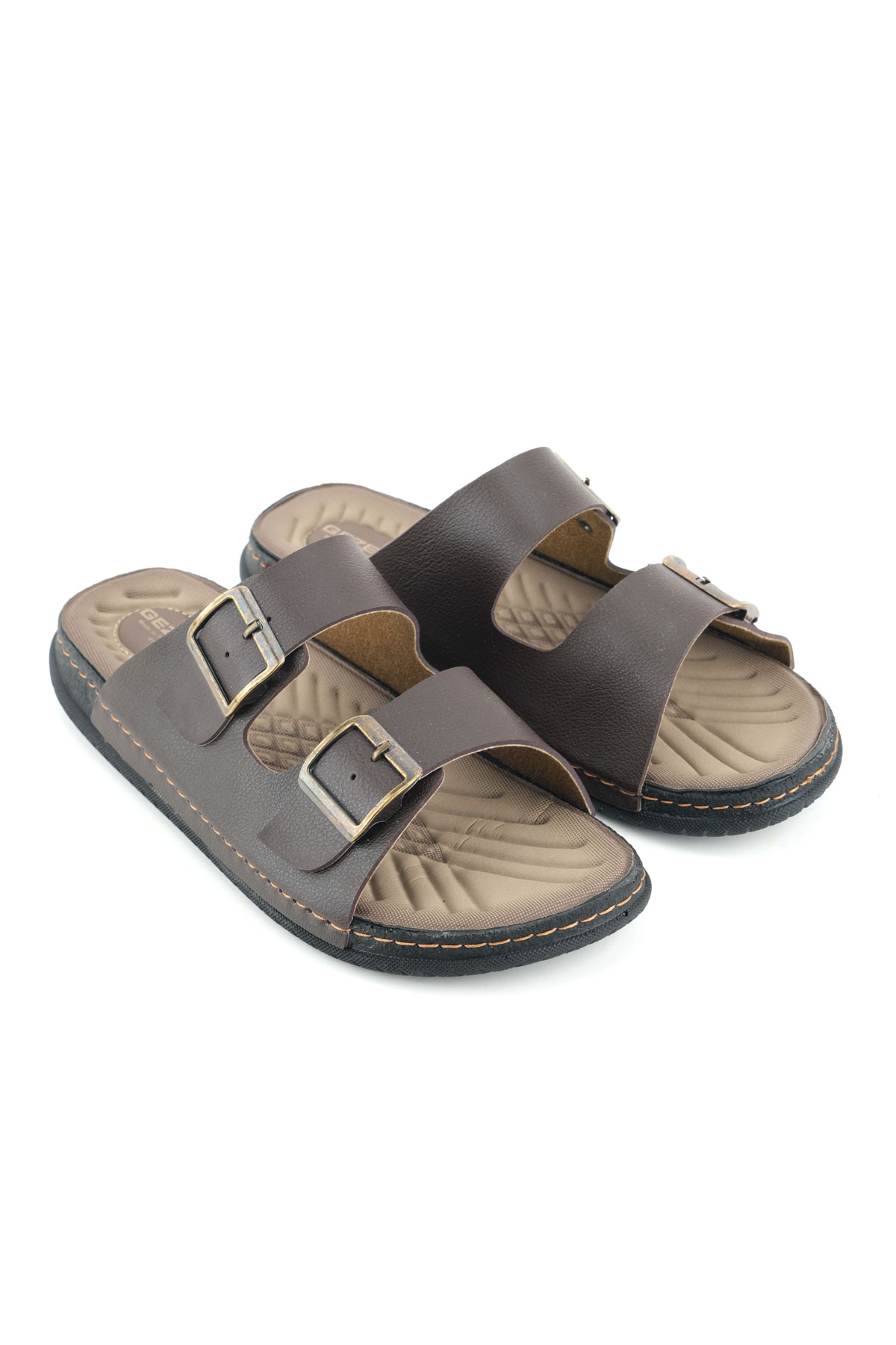 GEZER Erkek Yazlık Suni Deri İki Toka Ayarlanabilir Rahat Taban Günlük Terlik - Görsel 4