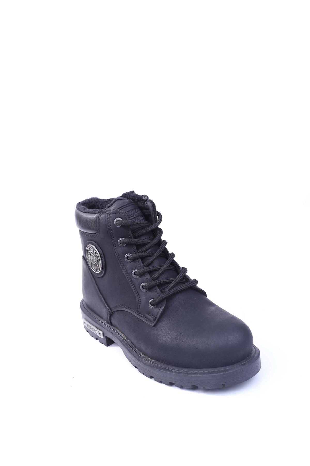 528 Termal Kürklü Kışlık Erkek Siyah Motorcu Bot - Görsel 2