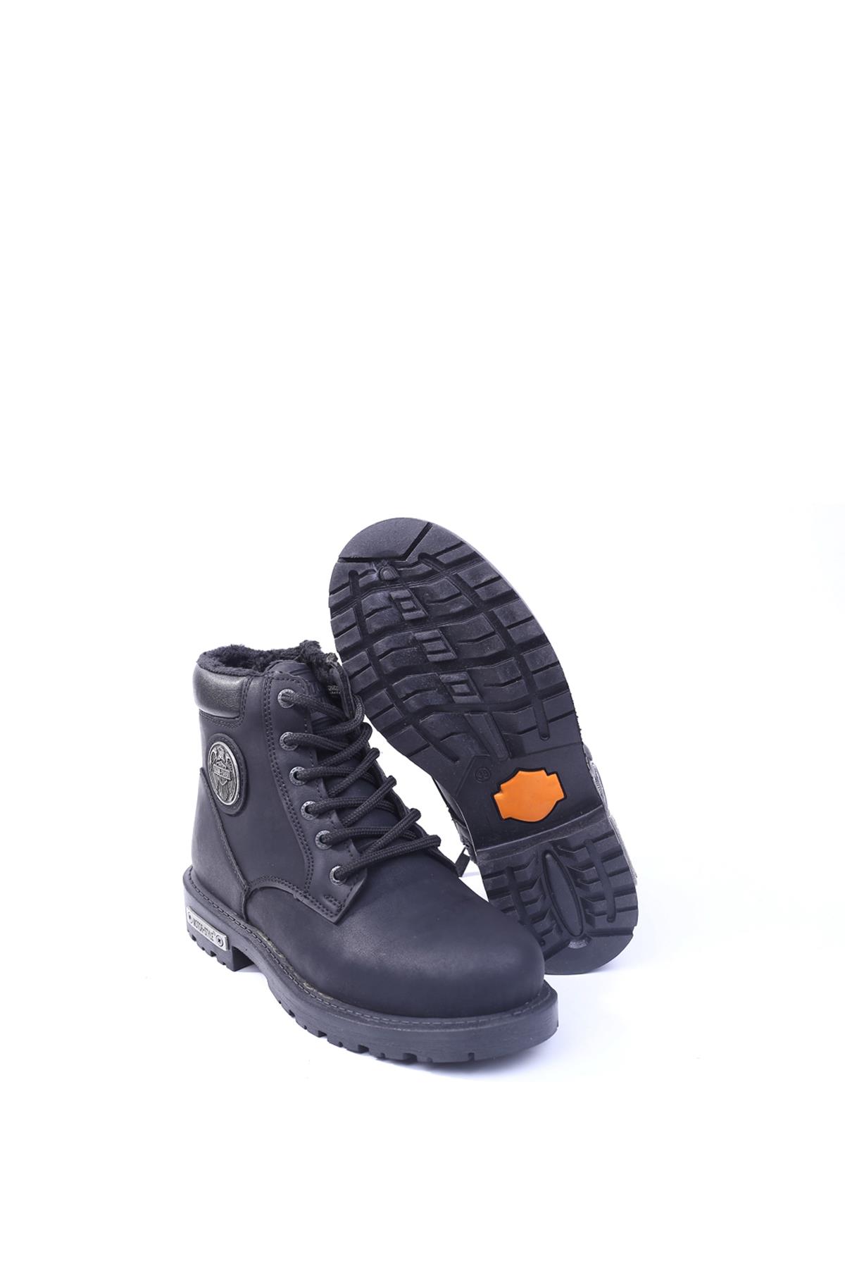 528 Termal Kürklü Kışlık Erkek Siyah Motorcu Bot - Görsel 6