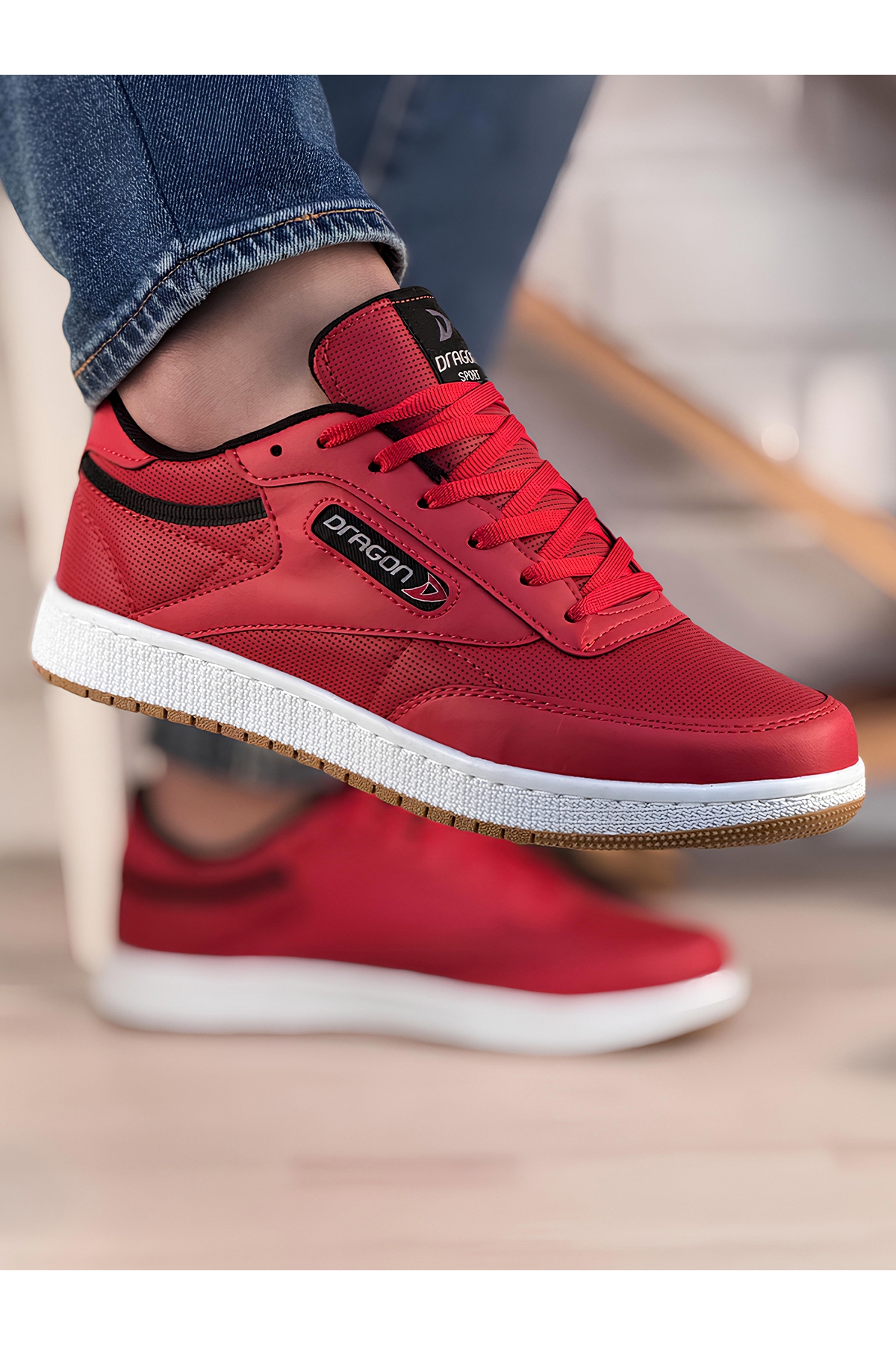 Ayakkabix Sneaker Erkek Spor Ayakkabı Günlük Yürüyüş Kırmızı - Görsel 3