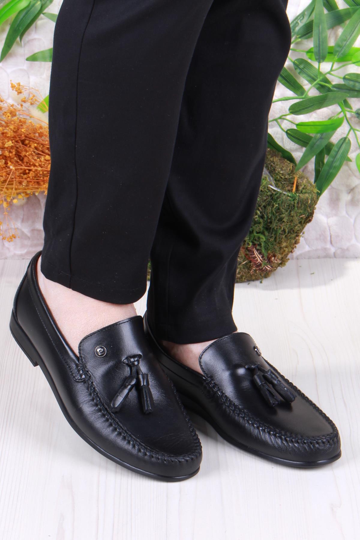 25101 Siyah Hakiki Deri Erkek Babet Loafer Erkek Ayakkabı - Görsel 3