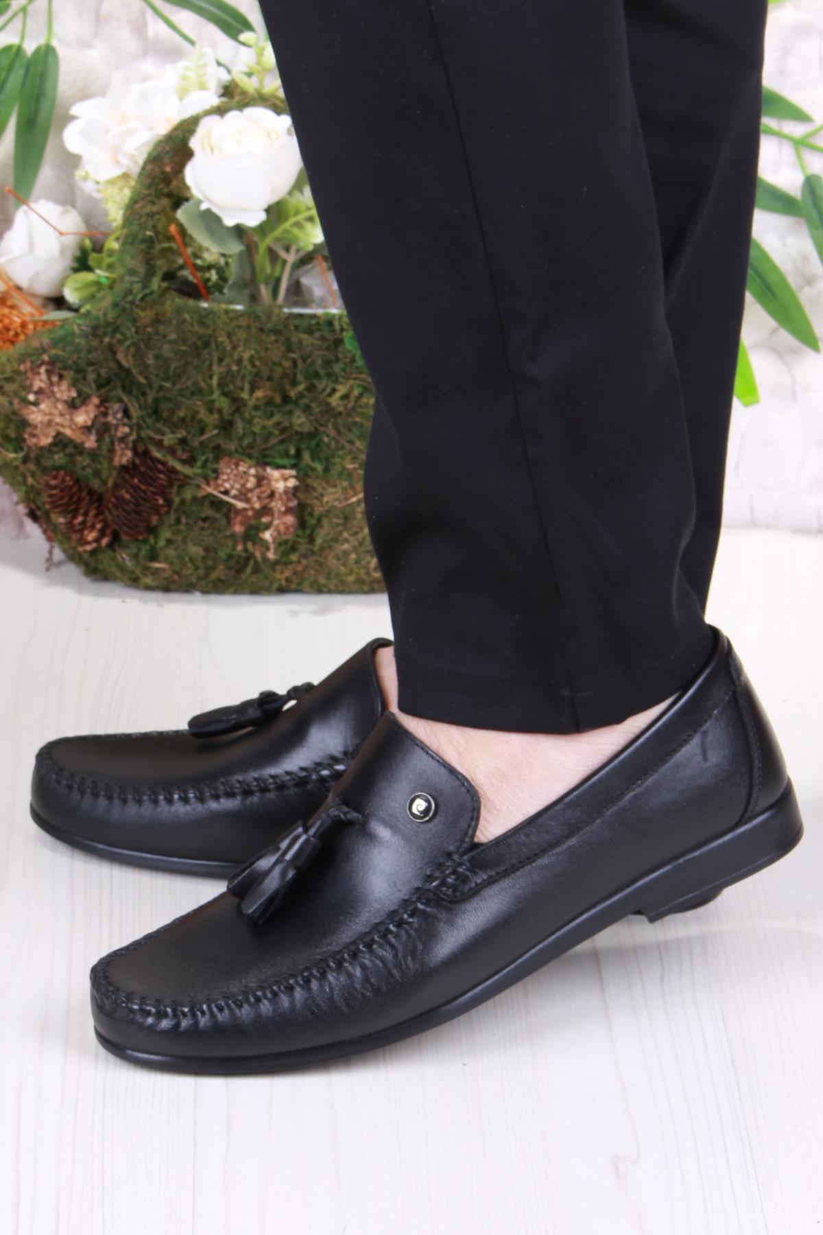 25101 Siyah Hakiki Deri Erkek Babet Loafer Erkek Ayakkabı - Görsel 4