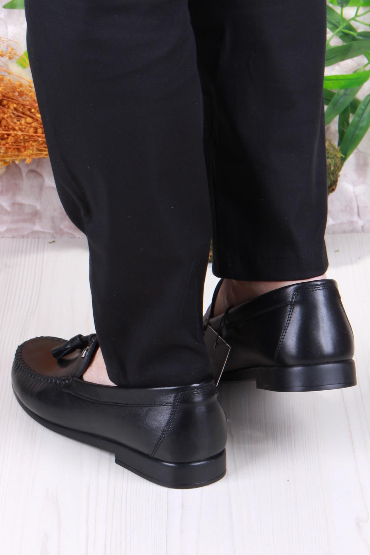25101 Siyah Hakiki Deri Erkek Babet Loafer Erkek Ayakkabı - Görsel 5