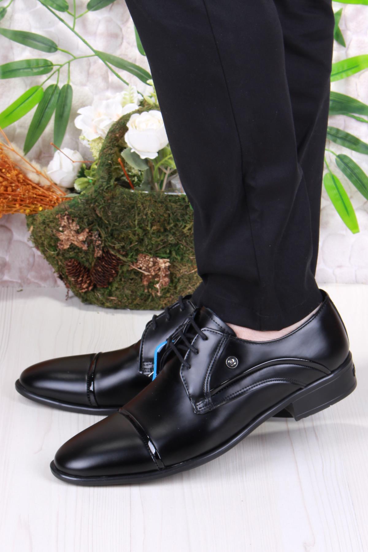 7058 Siyah Açma Damat Ayakkabısı Takım Ayakkabısı Erkek Klasik Ayakkabı - Görsel 4