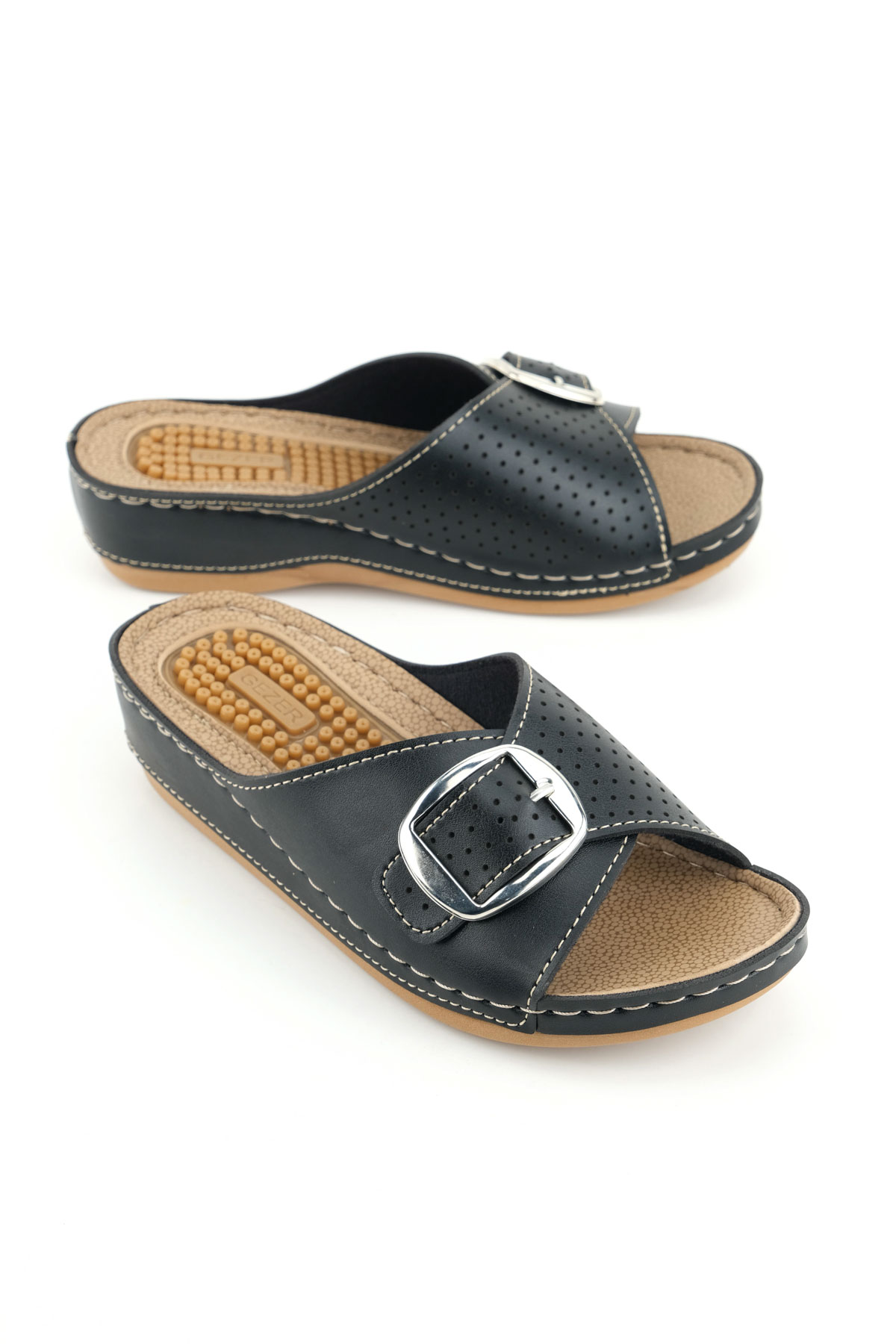 Kadın Yazlık Masaj Taban Tek Toka Ayarlanabilir Yüksek Topuk Günlük Terlik - Görsel 2