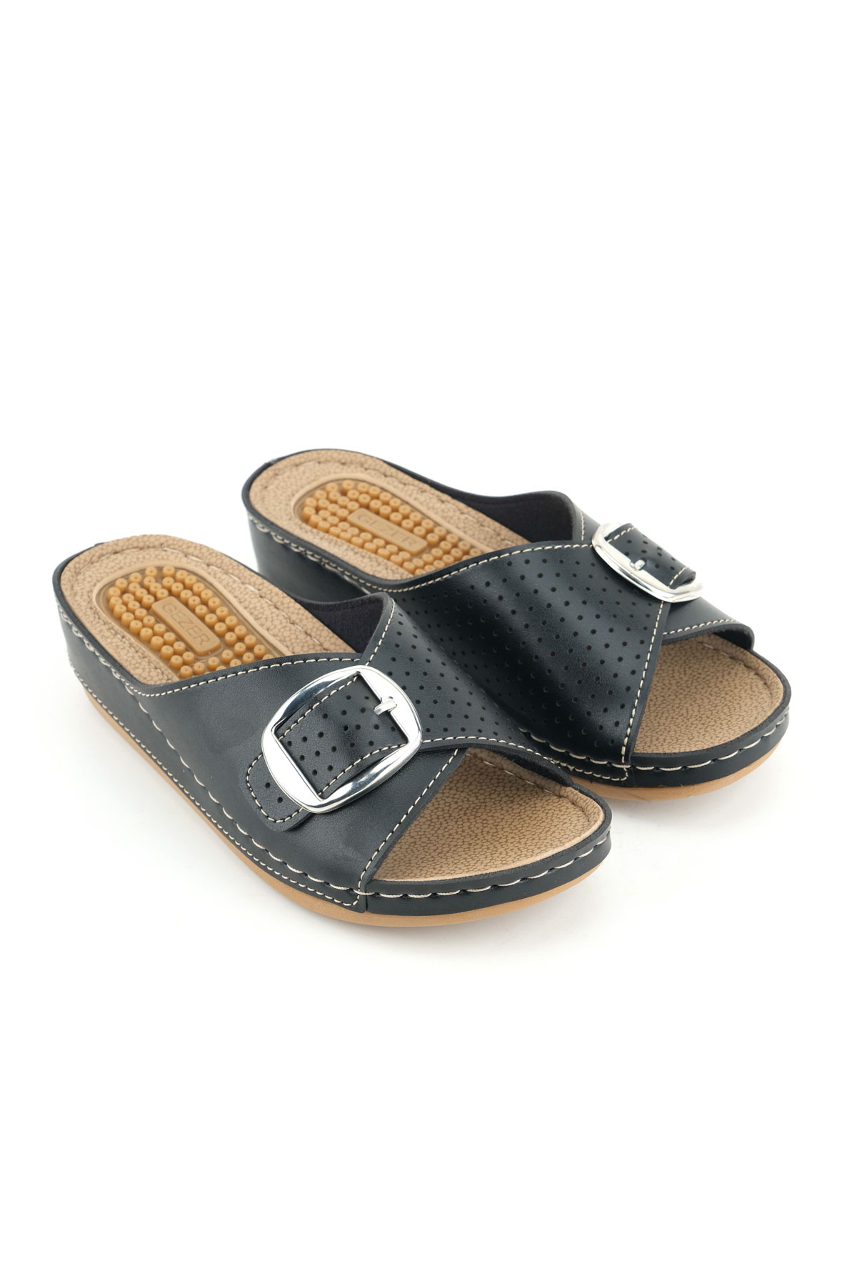 Kadın Yazlık Masaj Taban Tek Toka Ayarlanabilir Yüksek Topuk Günlük Terlik - Görsel 4