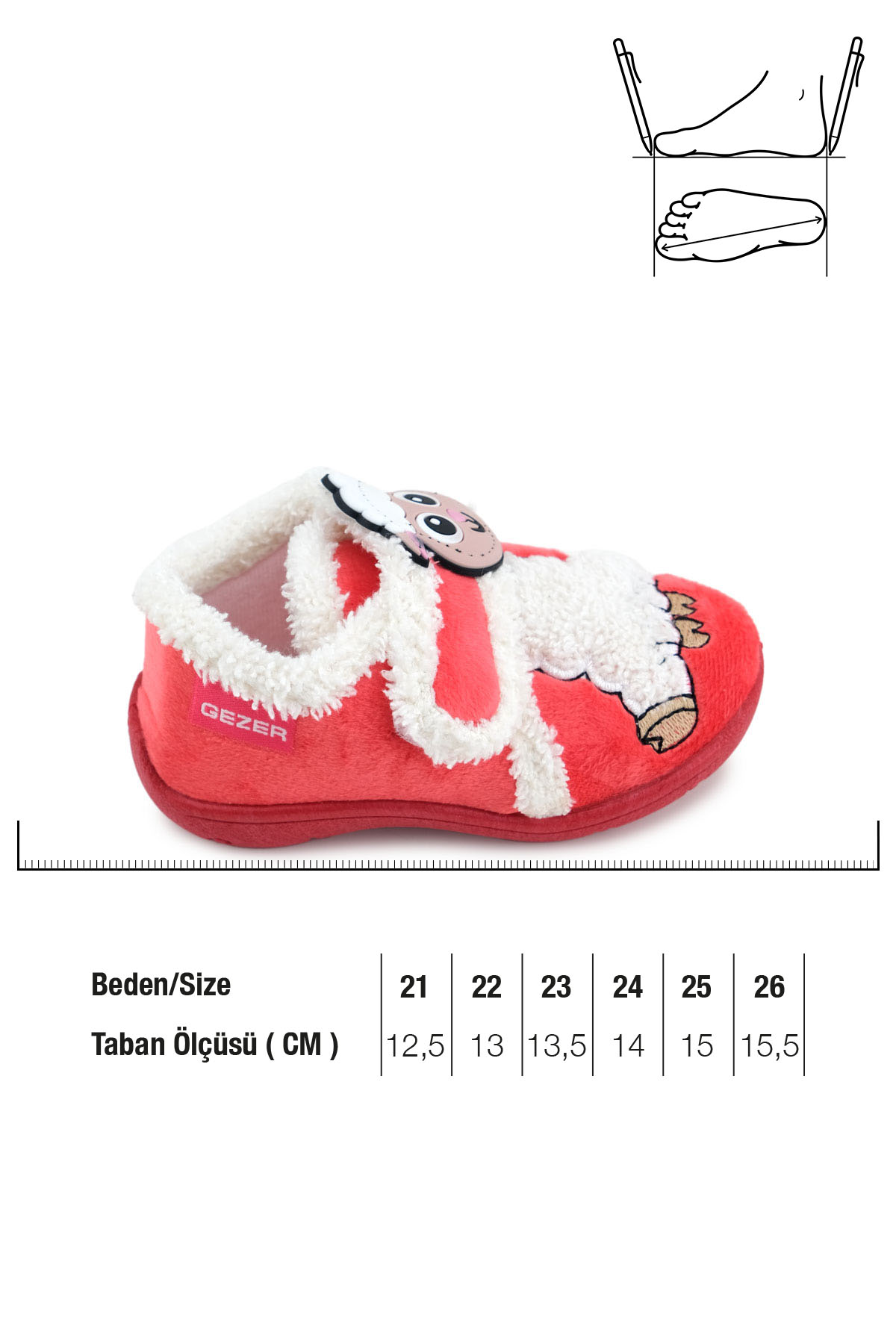 Bebe Kız Çocuk Kışlık Cırtlı Ayarlanabilir Günlük Okul Kreş Panduf Ayakkabı - Görsel 3