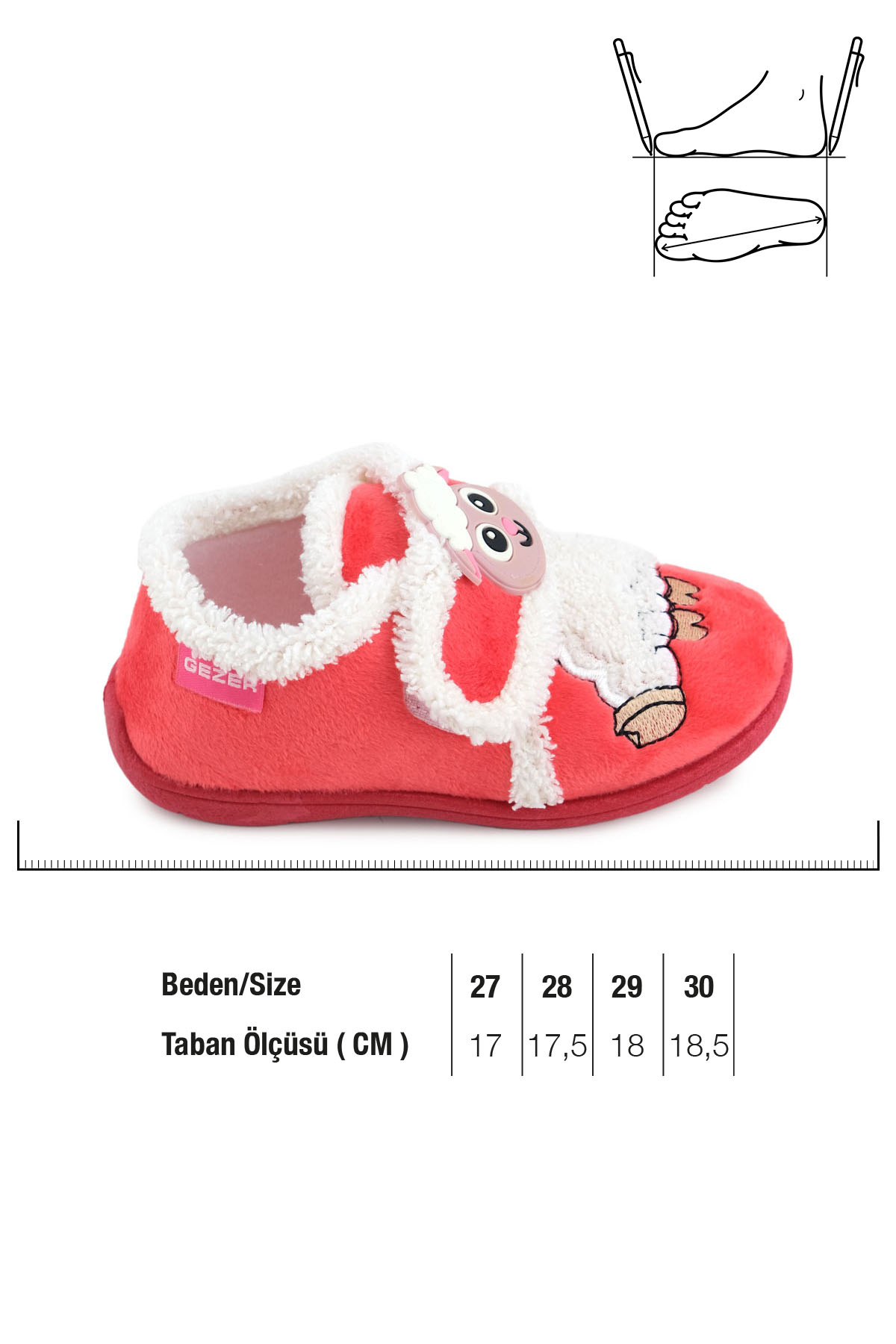 Kışlık Cırtlı Ayarlanabilir Rahat İç Taban Kız Çocuk Panduf Ayakkabı - Görsel 6