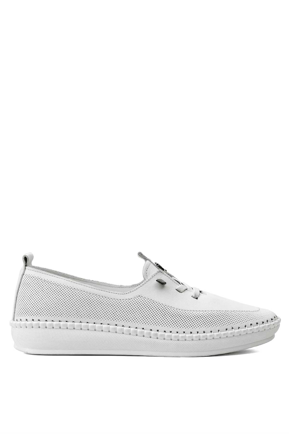 Z083 Kadın Hakiki Deri Ortopedik Casual Ayakkabı Beyaz - Görsel 2