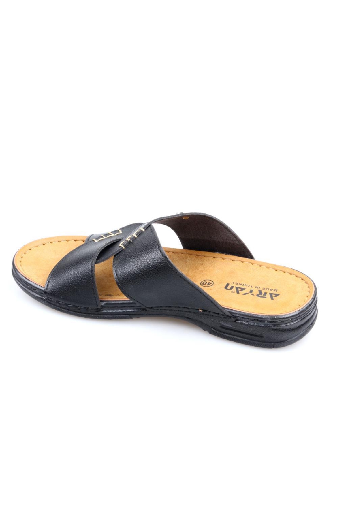 003-02 Ortapedik Siyah Erkek Günlük Terlik - Görsel 3