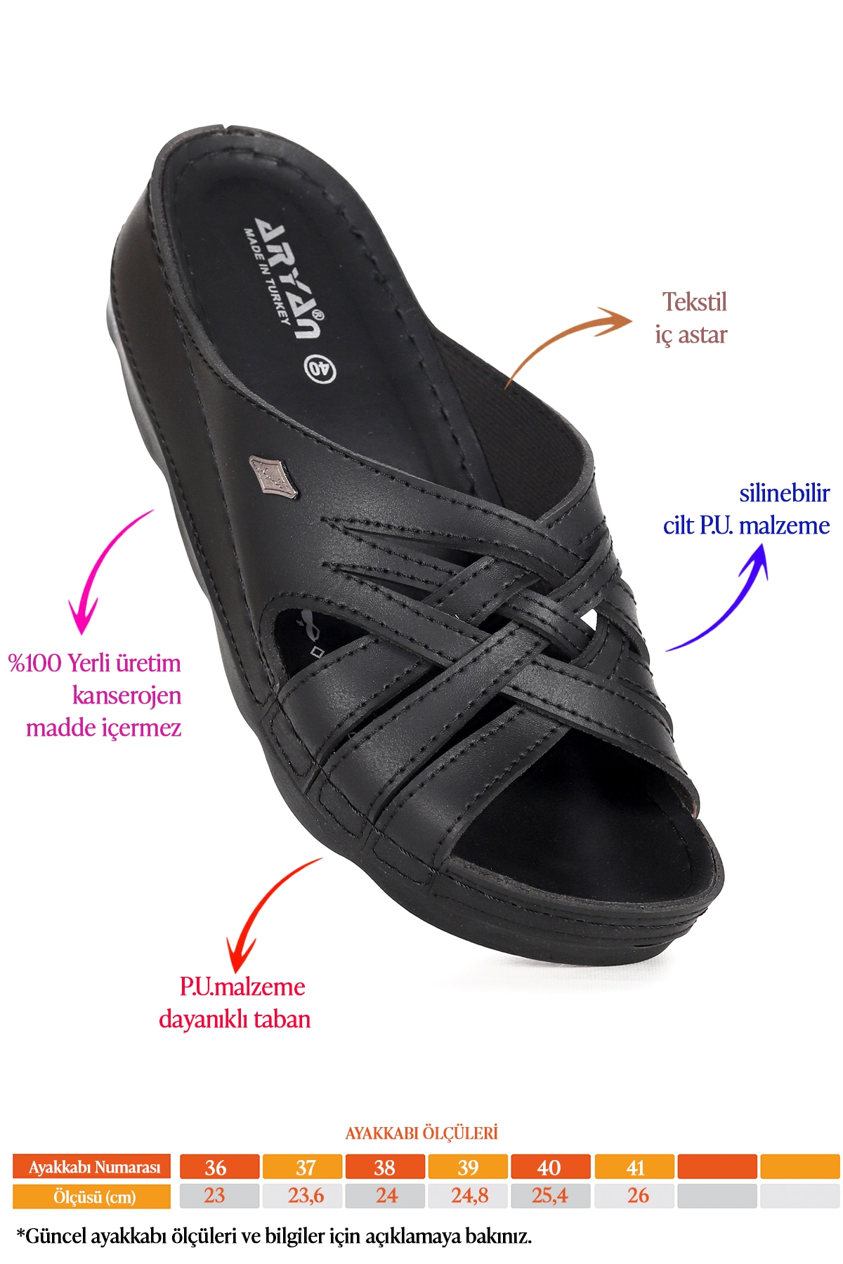 Poise Günlük 4 Cm Topuklu Kadın Terlik Ary Siyah - Görsel 3