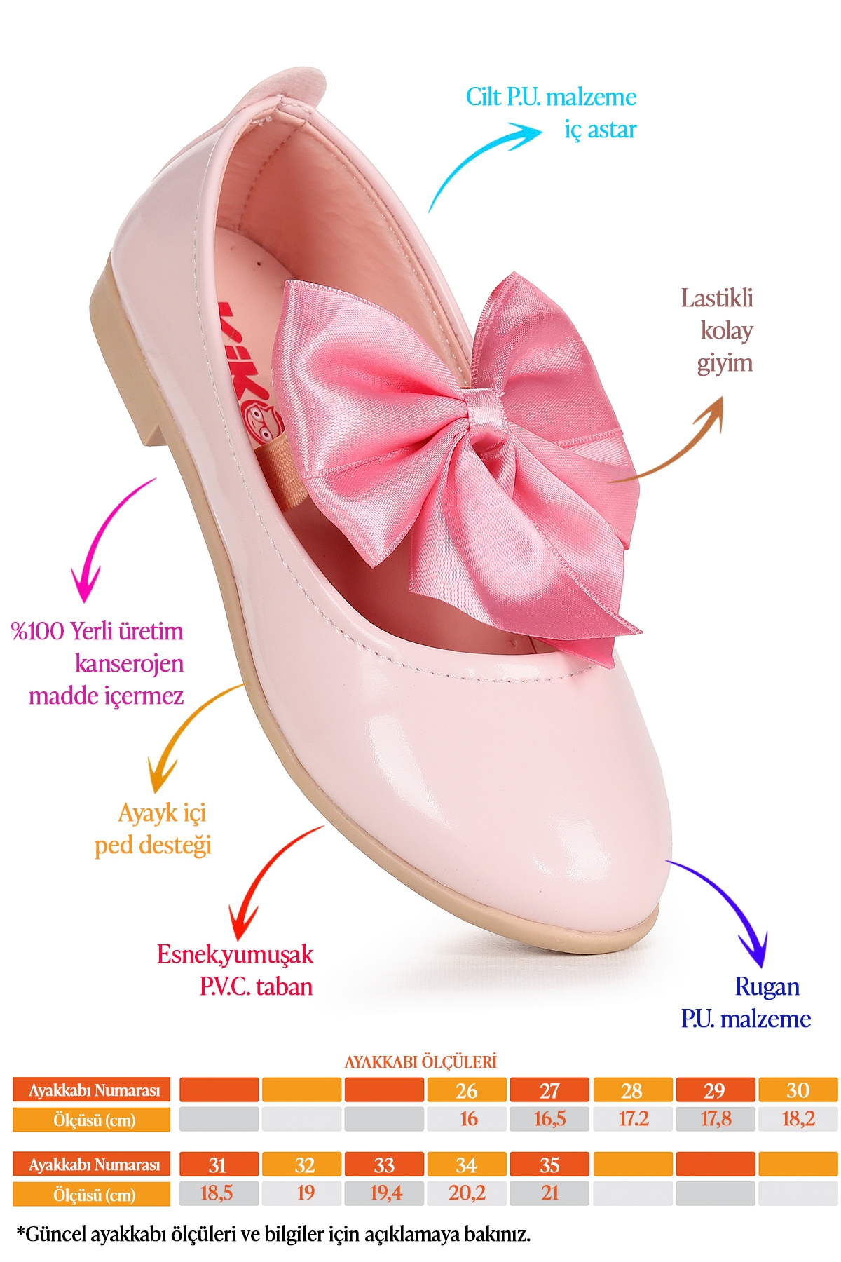 Tari Fiyonk Lastikli Kız Çocuk Babet Ayakkabı Pudra - Görsel 3