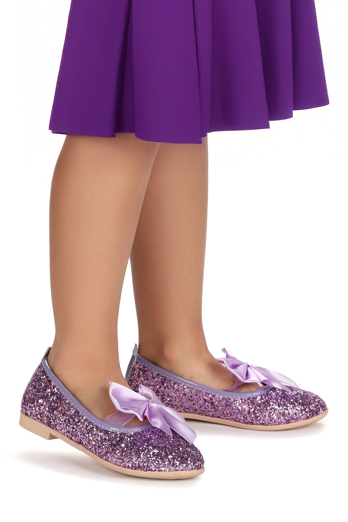 Tari Fiyonk Lastikli Kız Çocuk Babet Ayakkabı Lila - Görsel 2