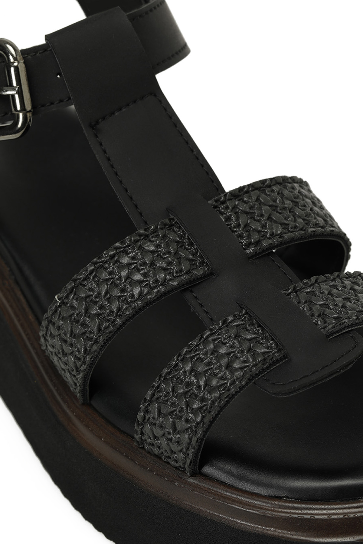 325064.Z 5FX Antrasit Kadın Dolgu Topuk Sandalet - Görsel 8