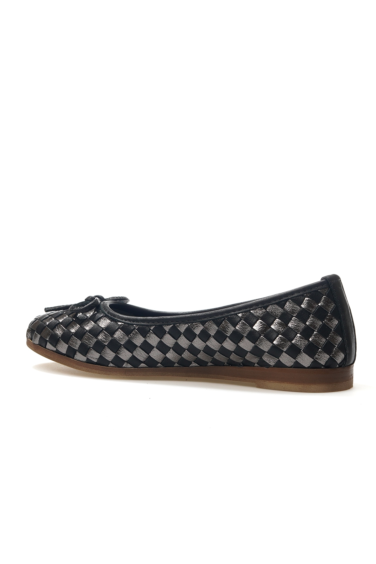 Kadın Hakiki Deri Günlük Babet 25y D25ya-525 Z Siyah/platin - Görsel 4