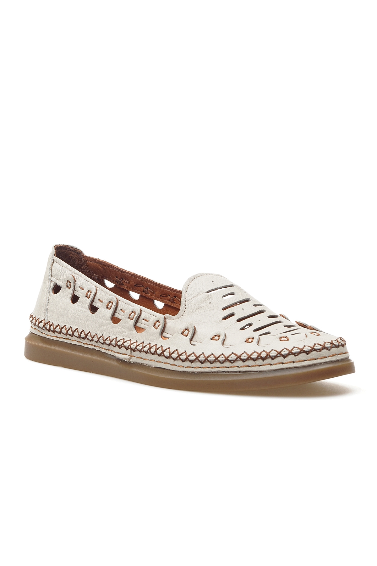 Kadın Hakiki Deri Ortopedik Taban Günlük Ayakkabı 25y D25ya-345 Z Kemik - Görsel 5