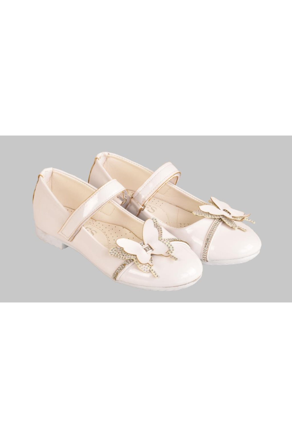 Kız Çocuk Anatomik Taban Taşlı Parlak Rugan Kelebekli Babet Ayakkabı - Görsel 4