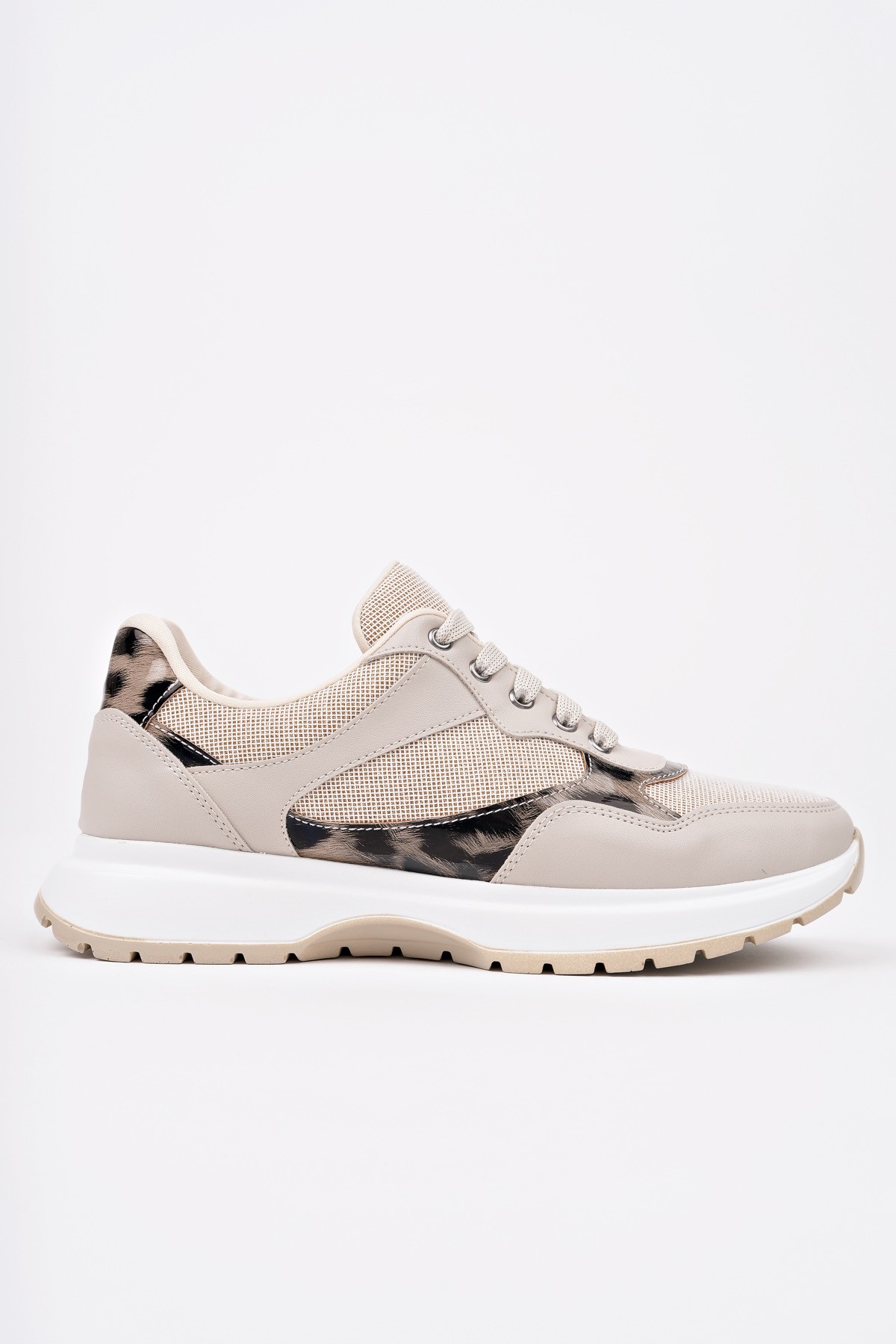 MELODY Kadın Kalın Taban Günlük Leopar Desenli Bağcıklı Sneaker Spor Ayakkabı - Görsel 2