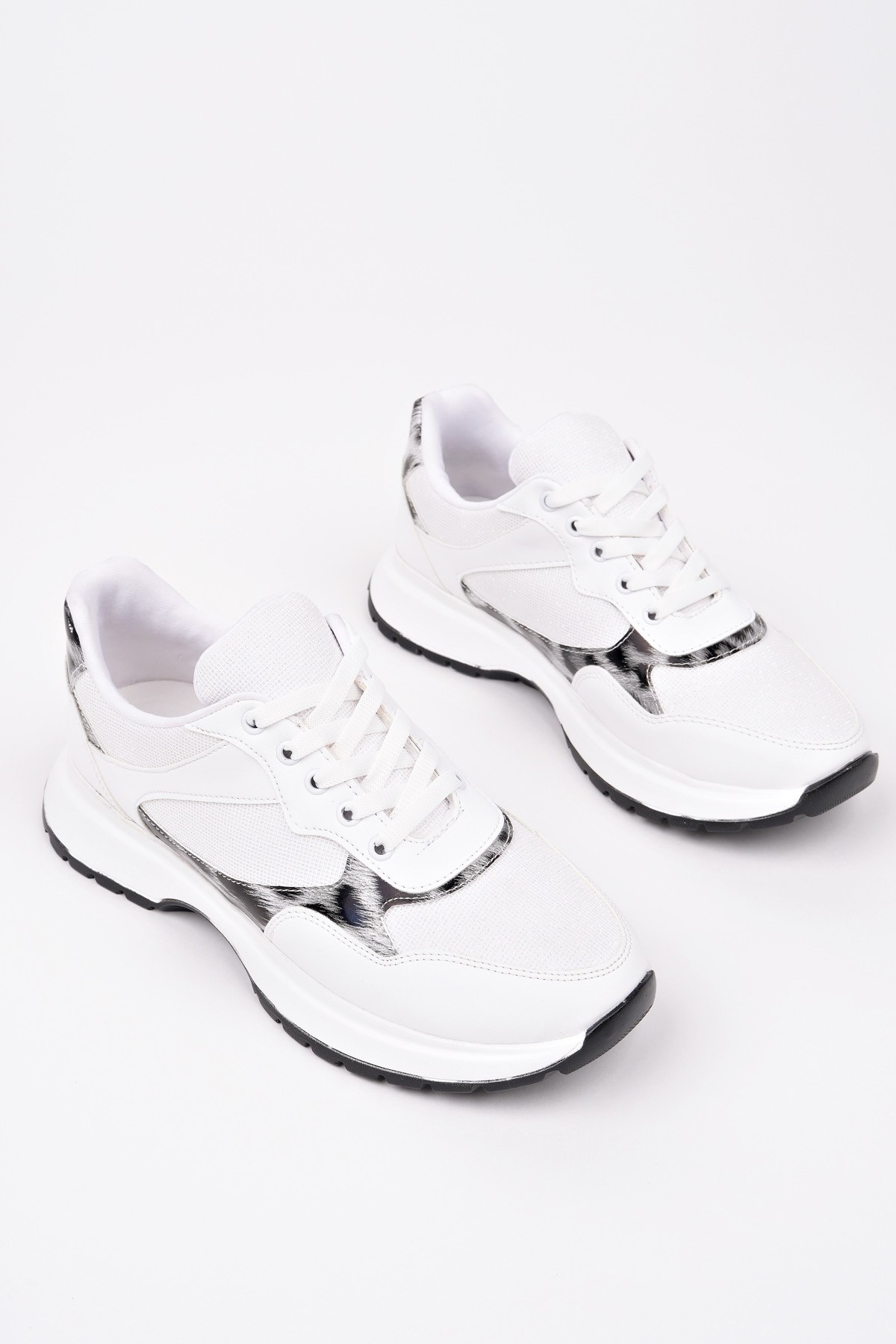 MELODY Kadın Kalın Taban Günlük Leopar Desenli Bağcıklı Sneaker Spor Ayakkabı - Görsel 8