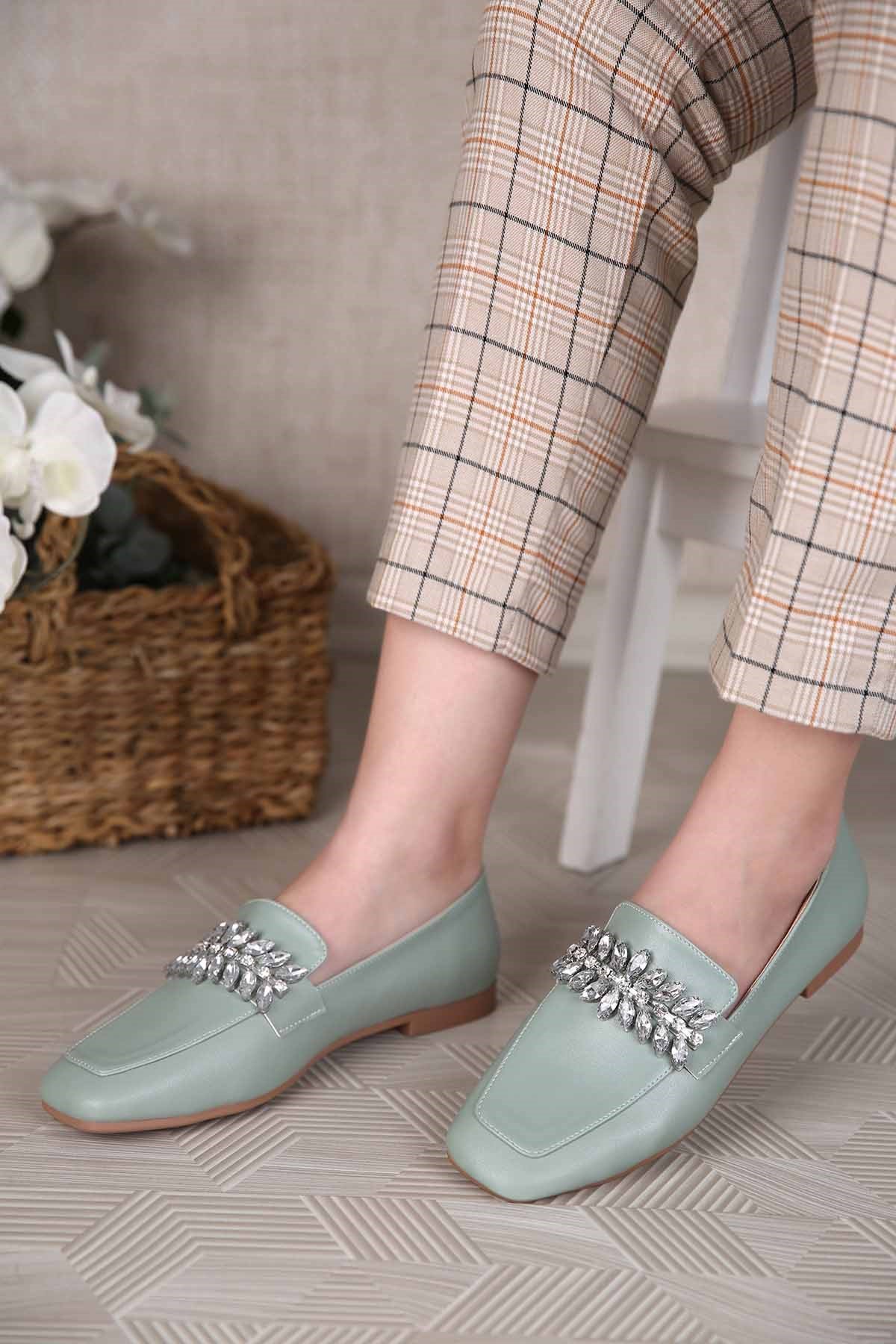 Kadın Taşlı Babet MİNT CİLT - Görsel 2