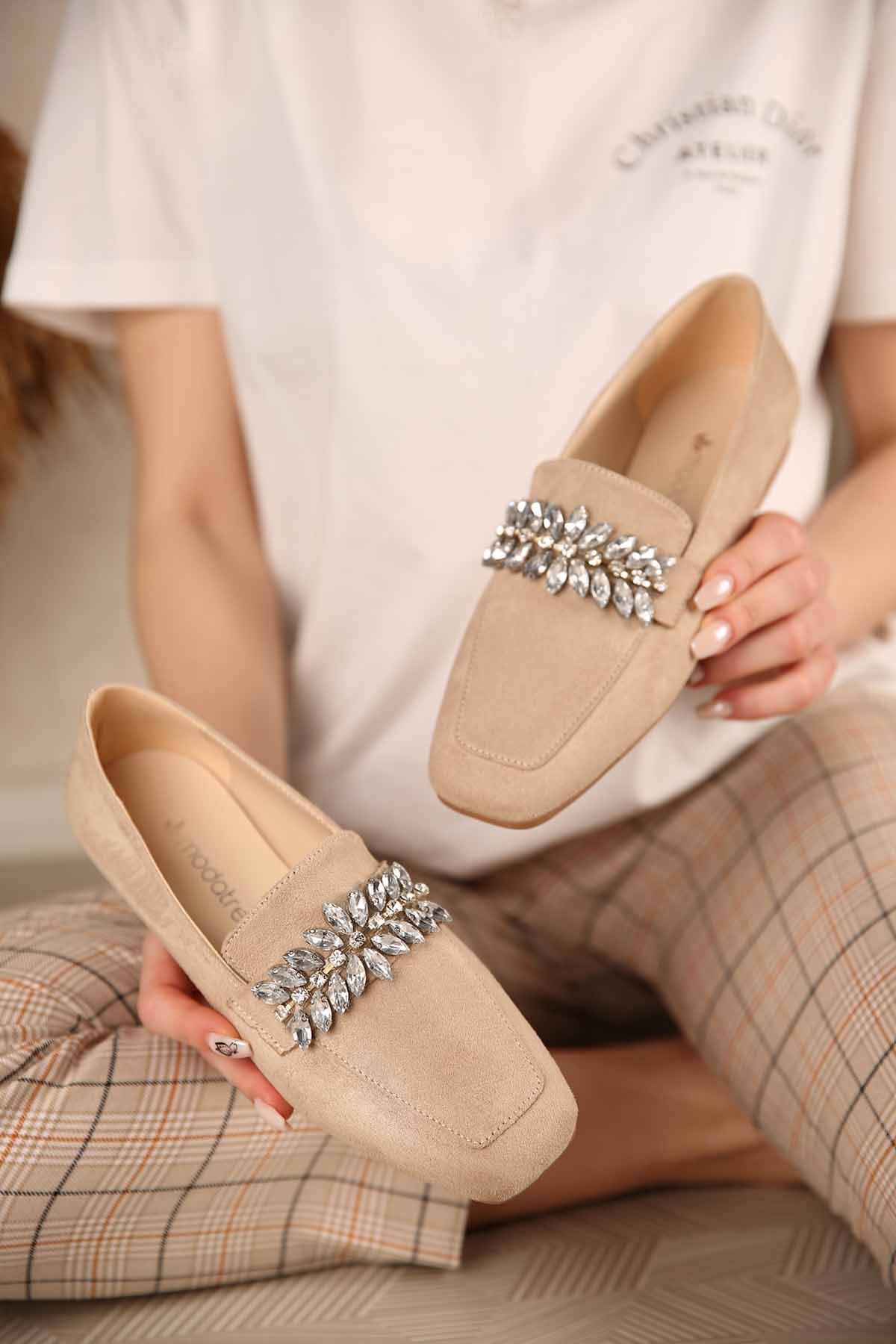 Kadın Taşlı Babet TEN SÜET - Görsel 3