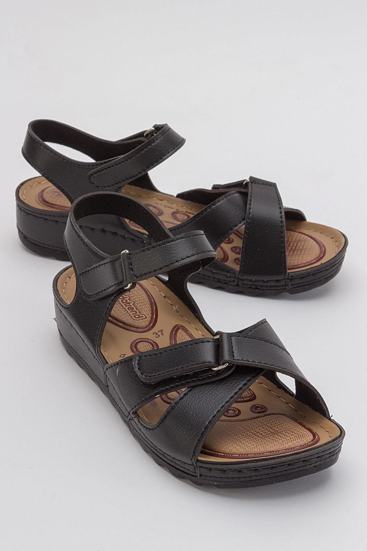 Kadın Cırtlı Sandalet SİYAH - Görsel 2