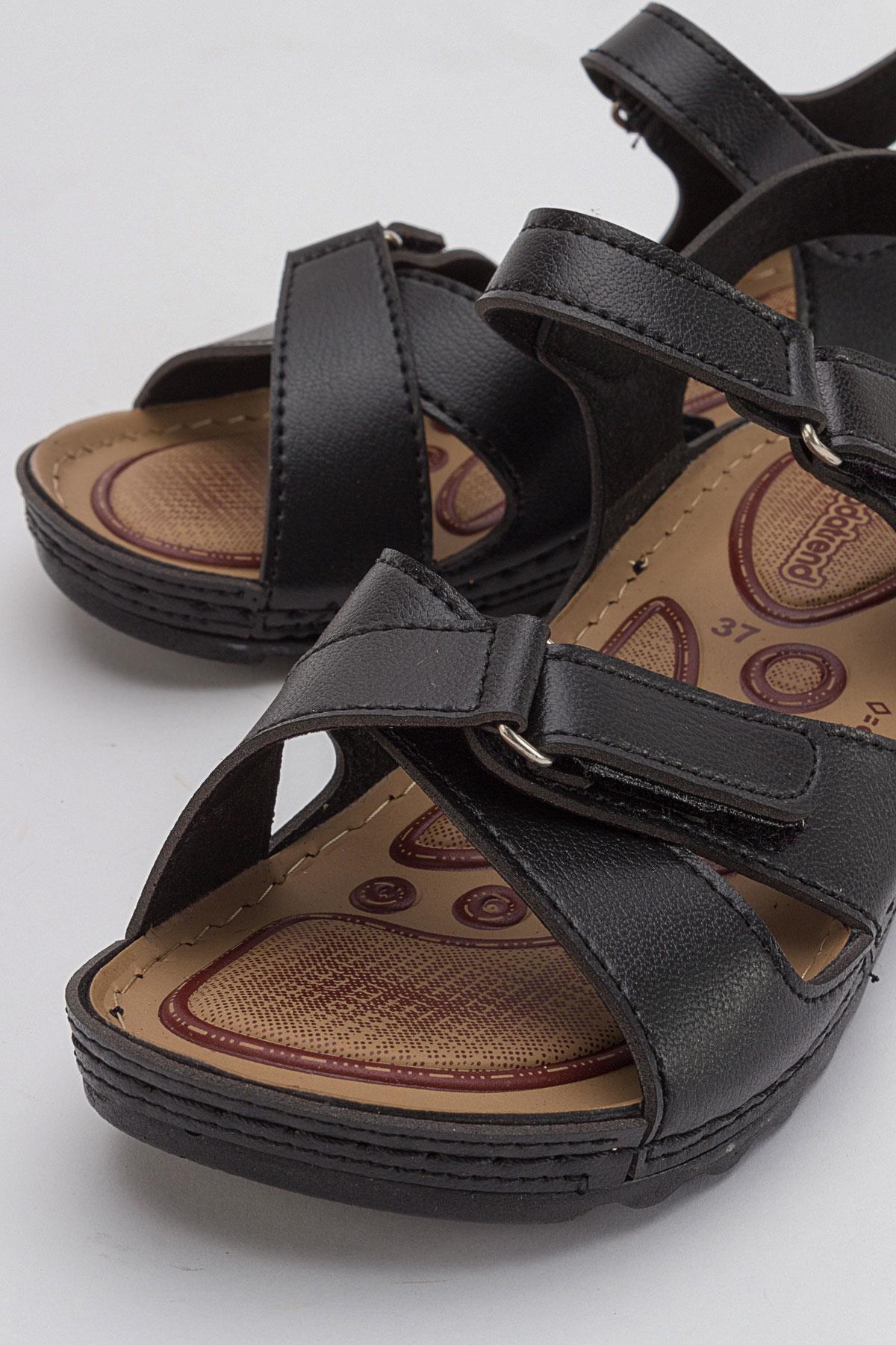 Kadın Cırtlı Sandalet SİYAH - Görsel 4