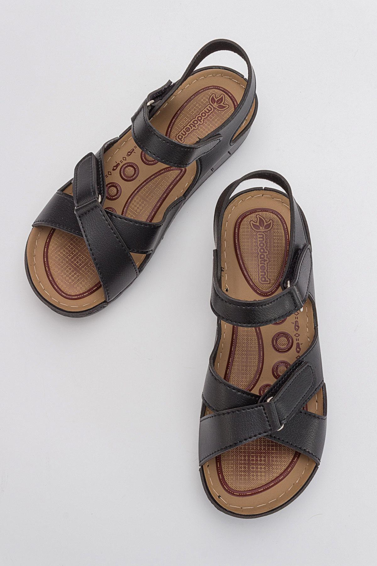 Kadın Cırtlı Sandalet SİYAH - Görsel 6