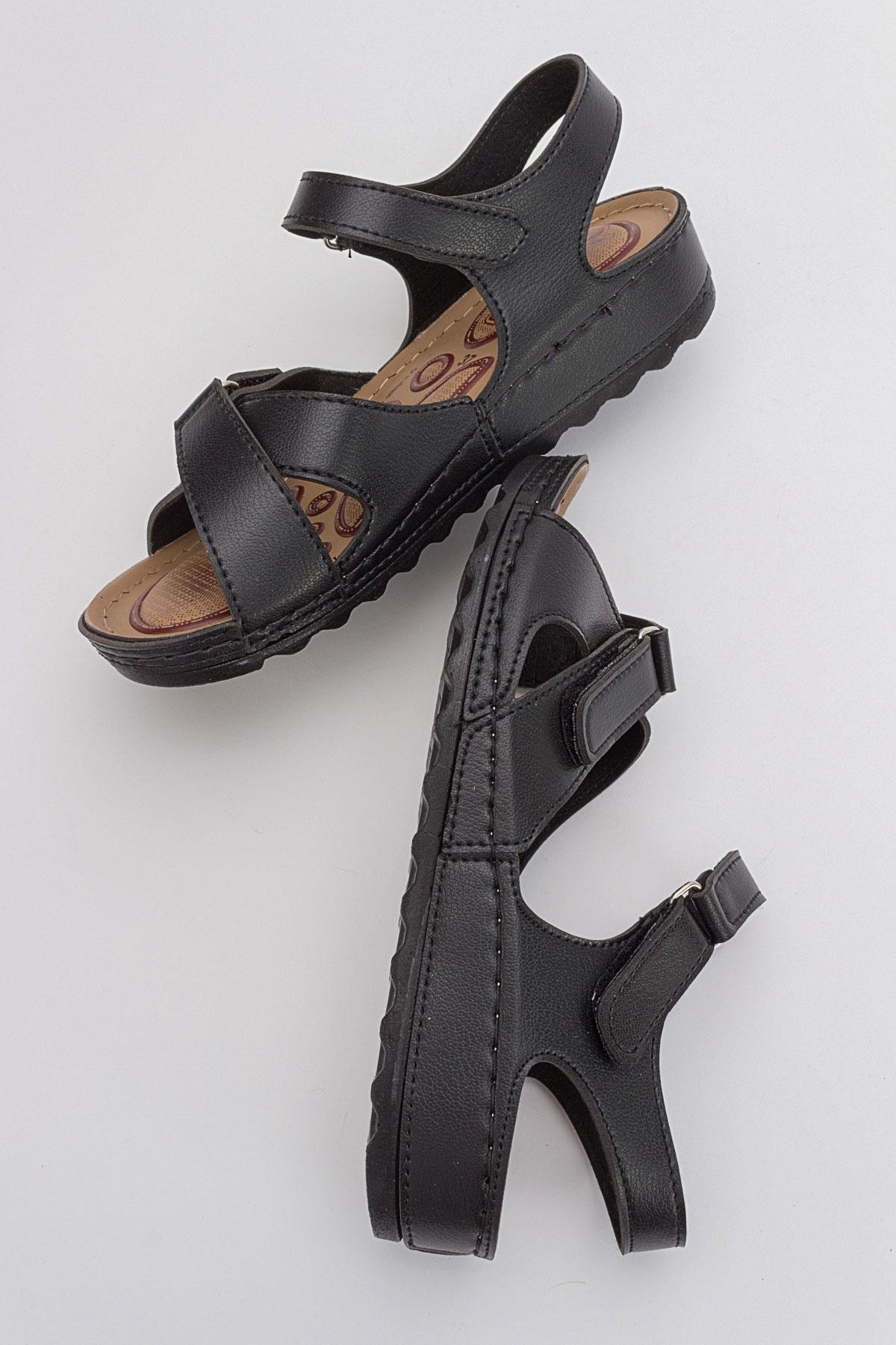 Kadın Cırtlı Sandalet SİYAH - Görsel 7