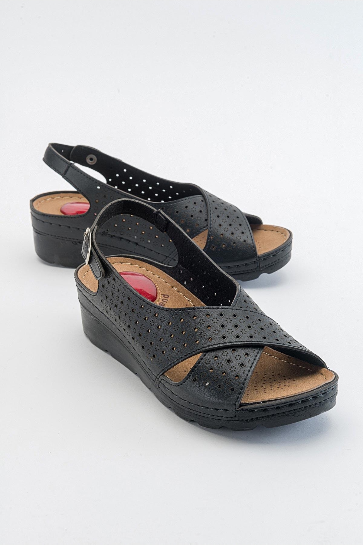 Kadın Çapraz Bantlı Jelli Sandalet SİYAH - Görsel 2