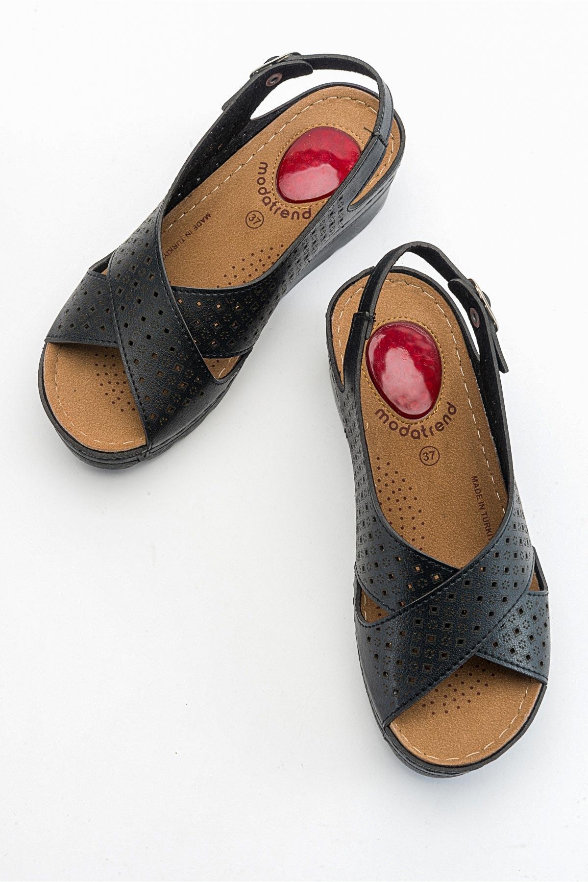 Kadın Çapraz Bantlı Jelli Sandalet SİYAH - Görsel 6