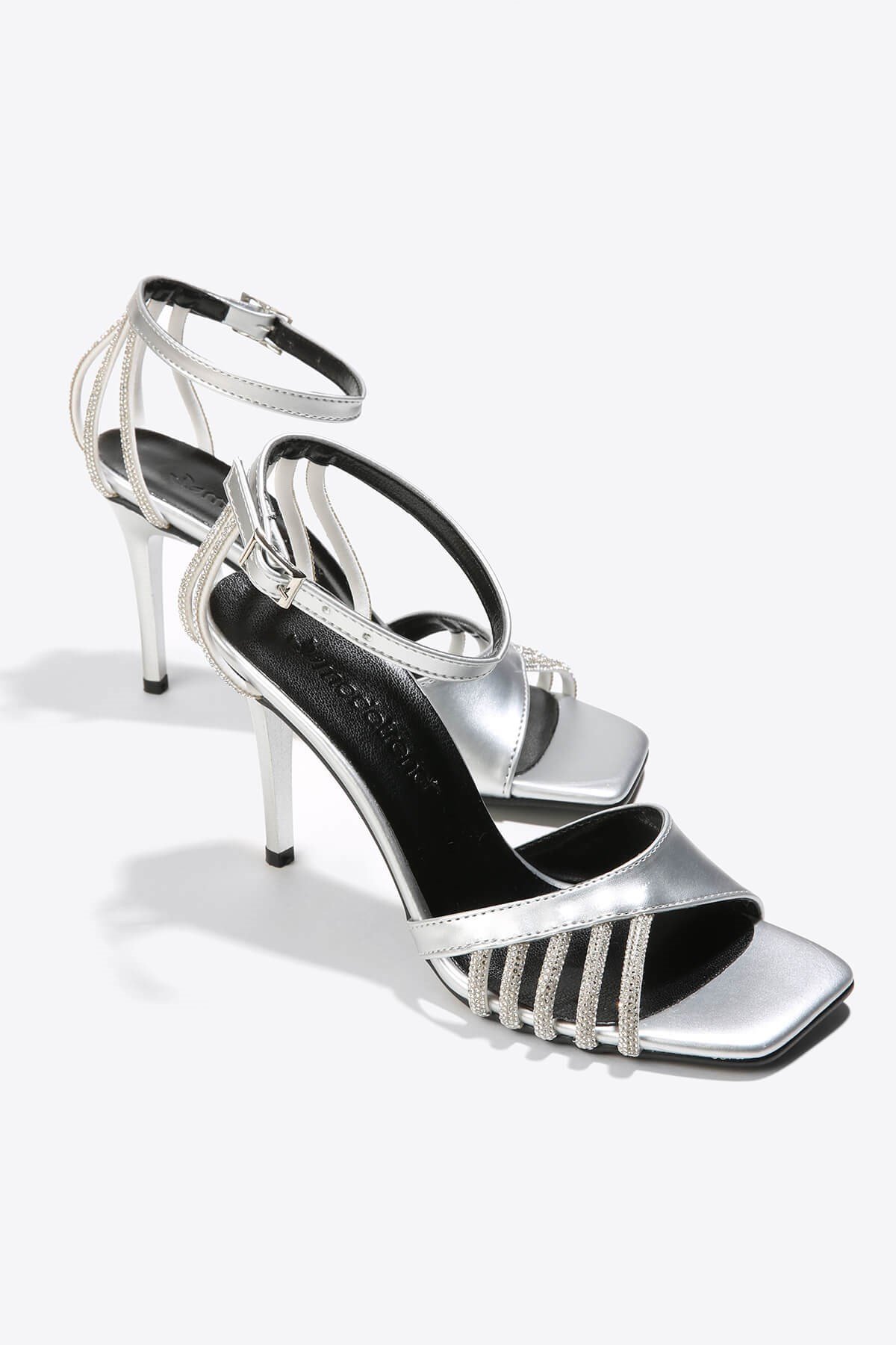 Kadın Taşlı Topuklu Sandalet GÜMÜŞ - Görsel 2