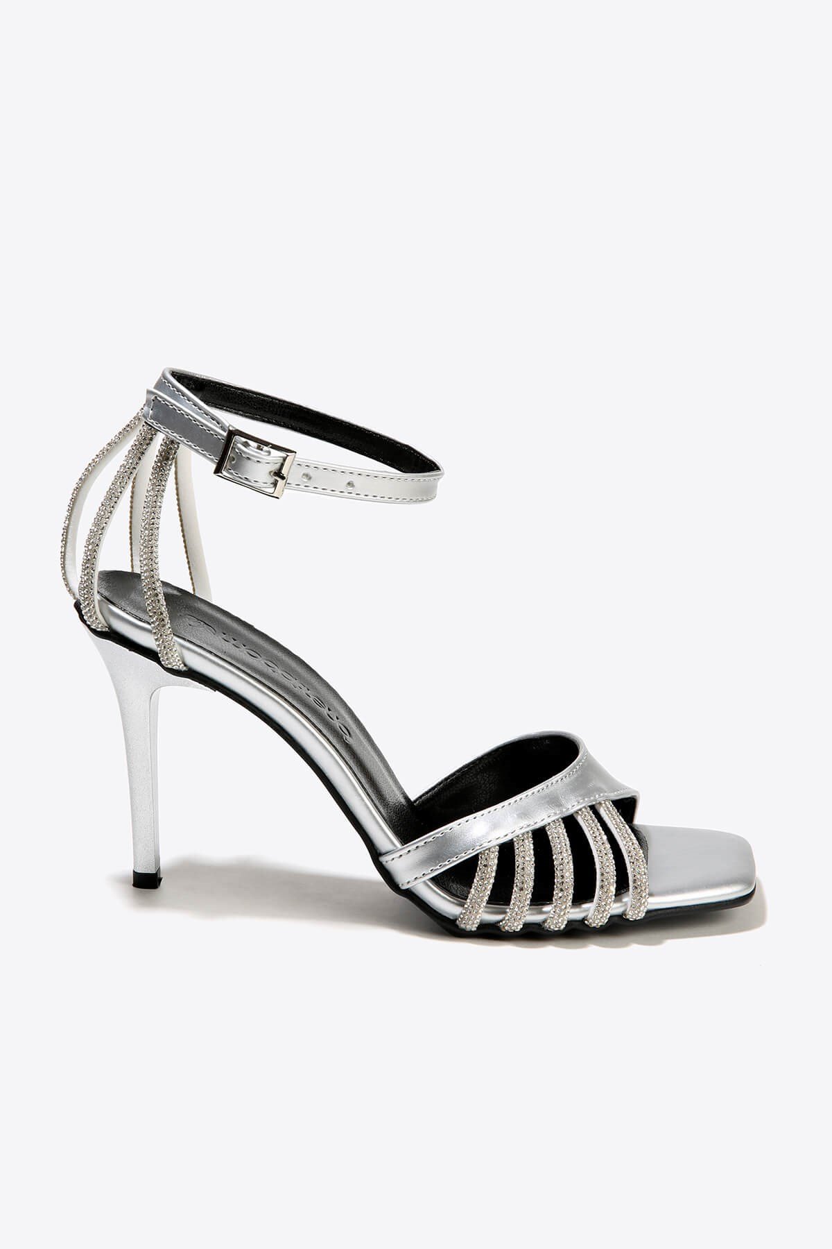 Kadın Taşlı Topuklu Sandalet GÜMÜŞ - Görsel 3