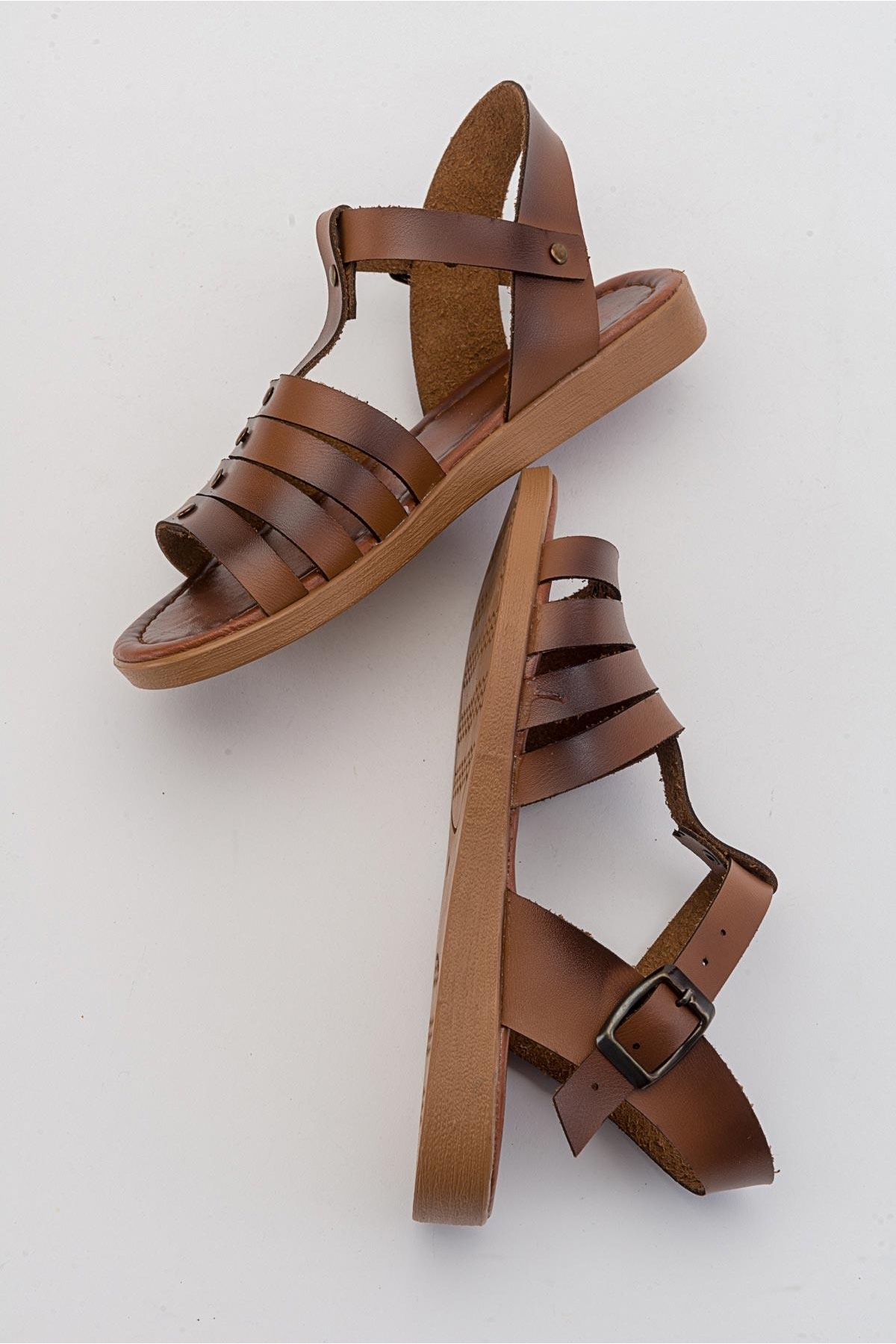 4 Biyeli Kadın Sandalet TABA CİLT - Görsel 7