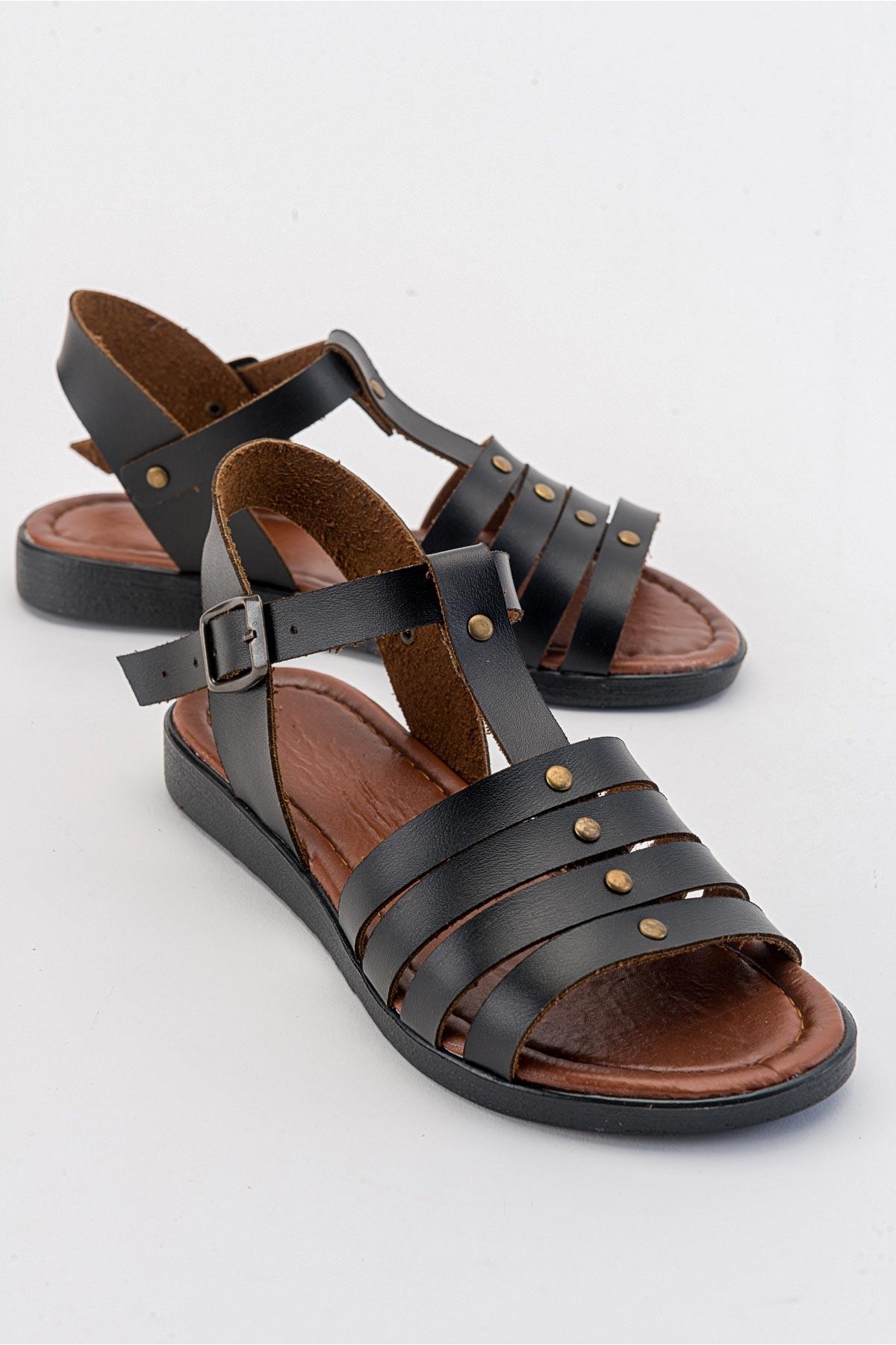 4 Biyeli Kadın Sandalet SİYAH CİLT - Görsel 2