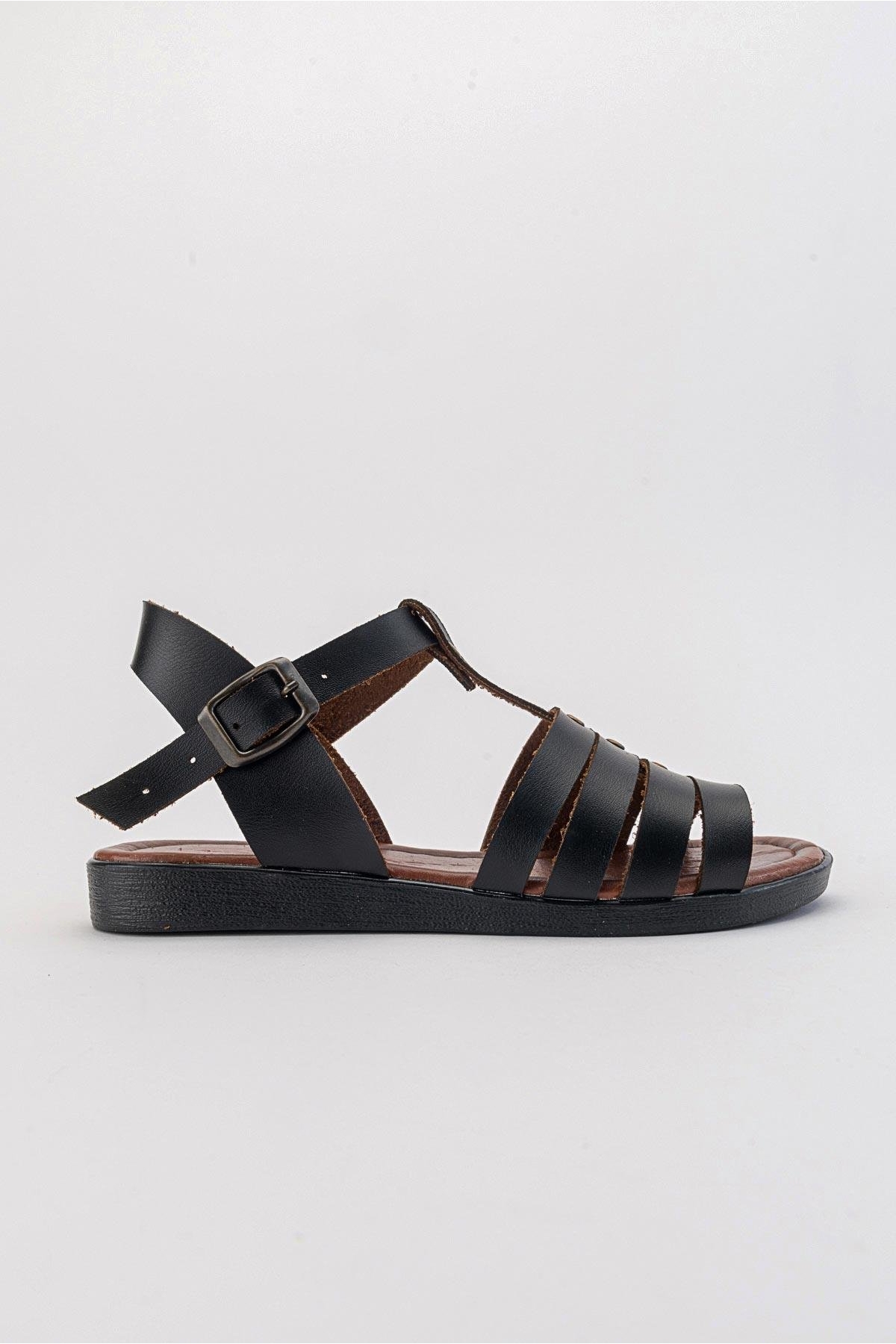 4 Biyeli Kadın Sandalet SİYAH CİLT - Görsel 3