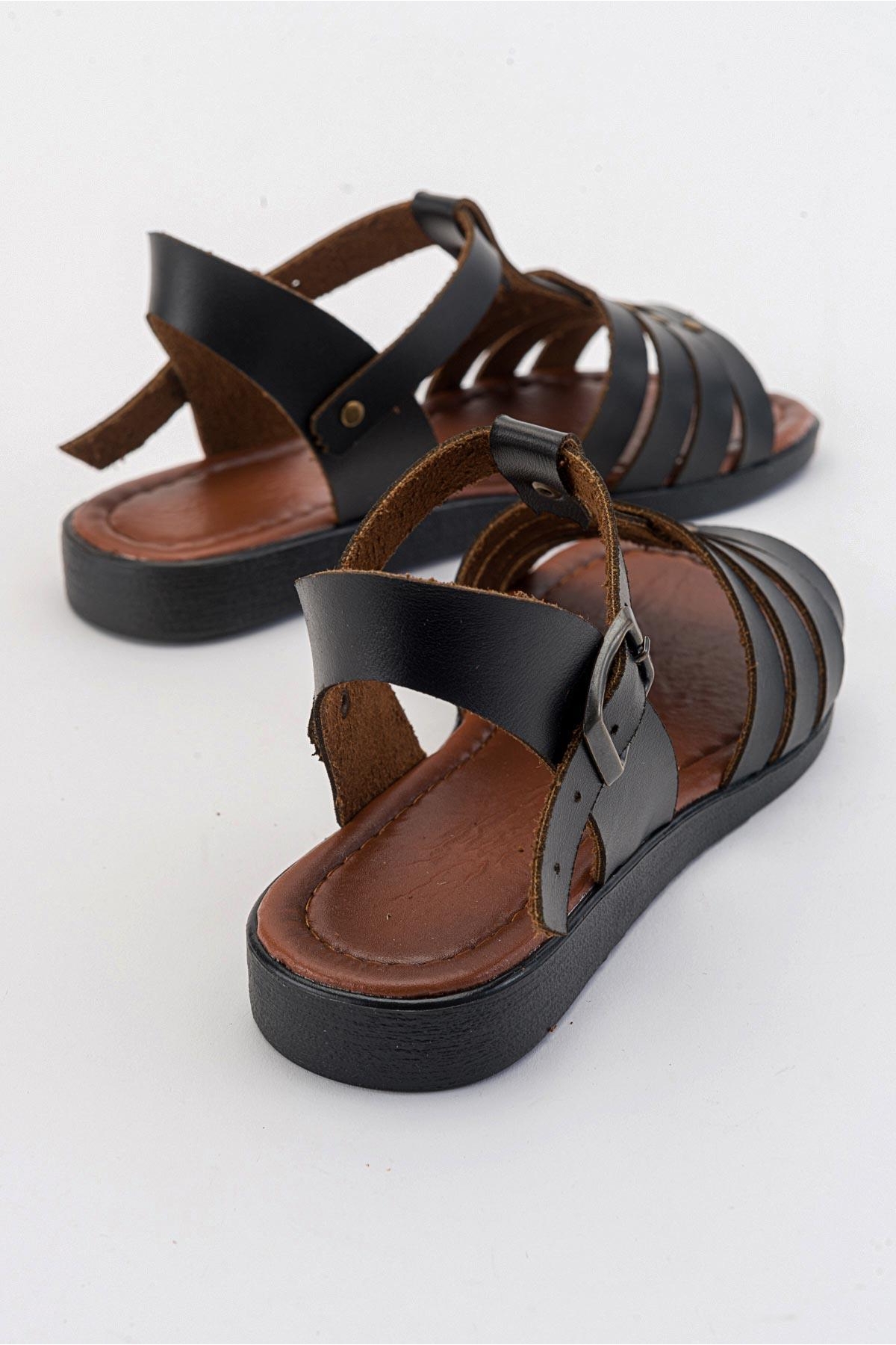 4 Biyeli Kadın Sandalet SİYAH CİLT - Görsel 5