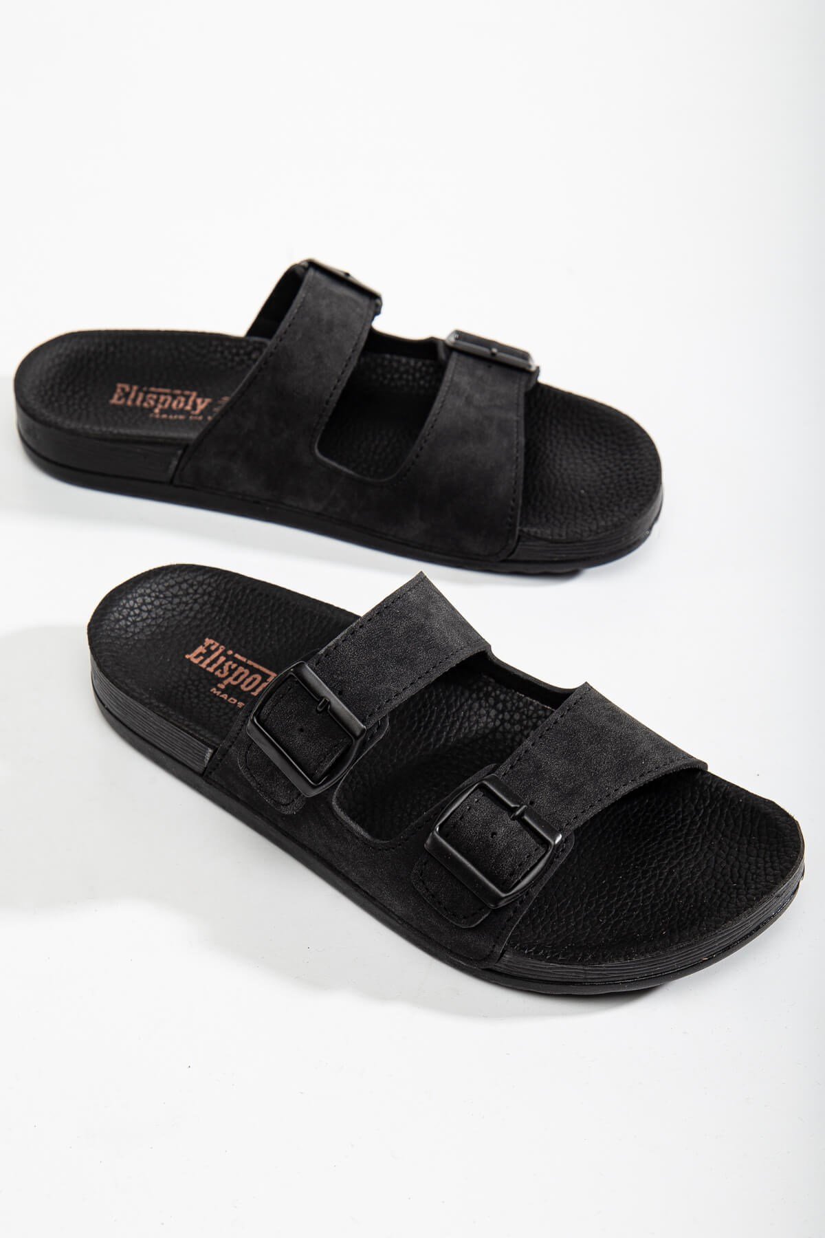 Erkek 2 Toka Kemerli Terlik SİYAH - Görsel 2