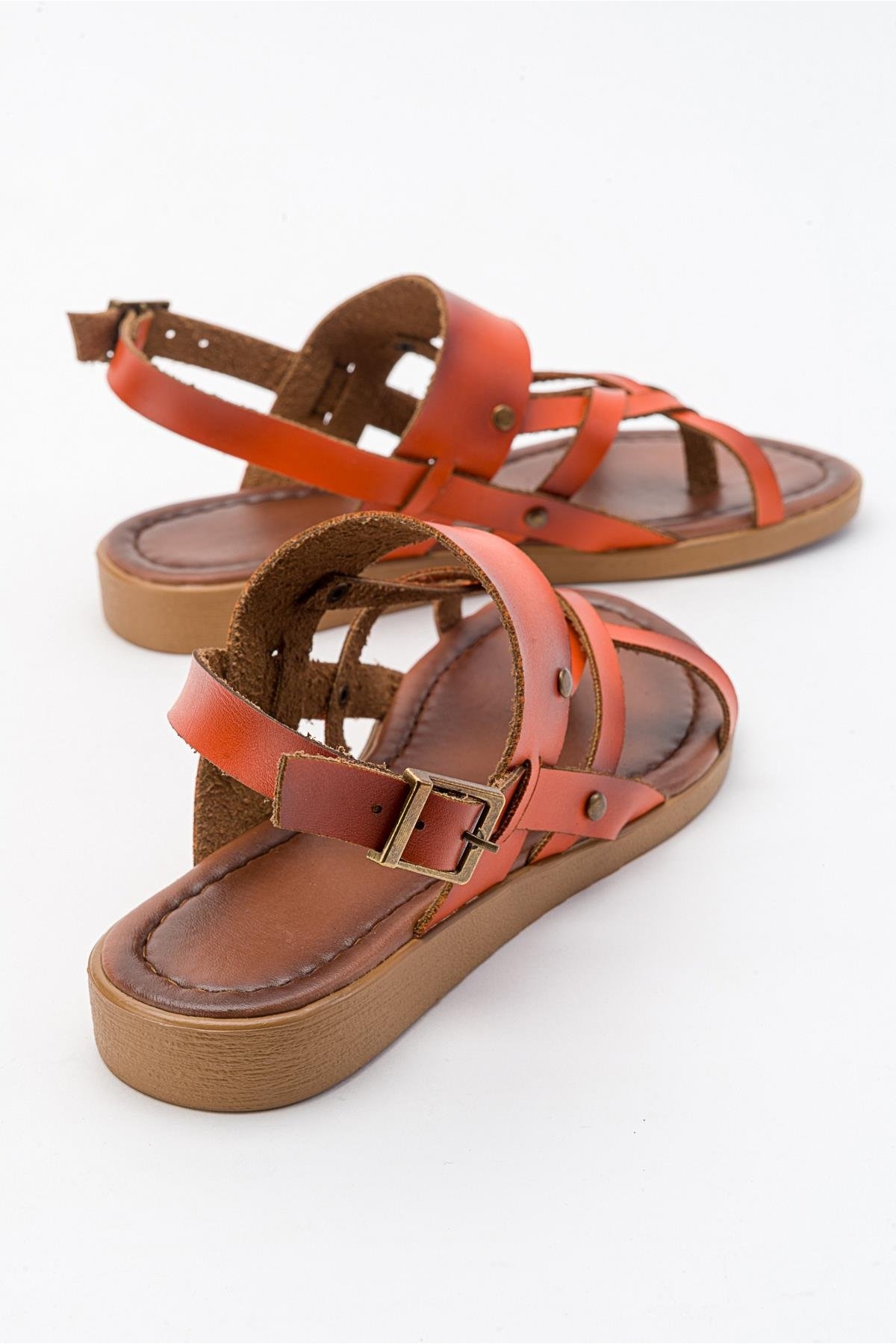 Parmak Arası Kadın Sandalet ORANJ CİLT - Görsel 5