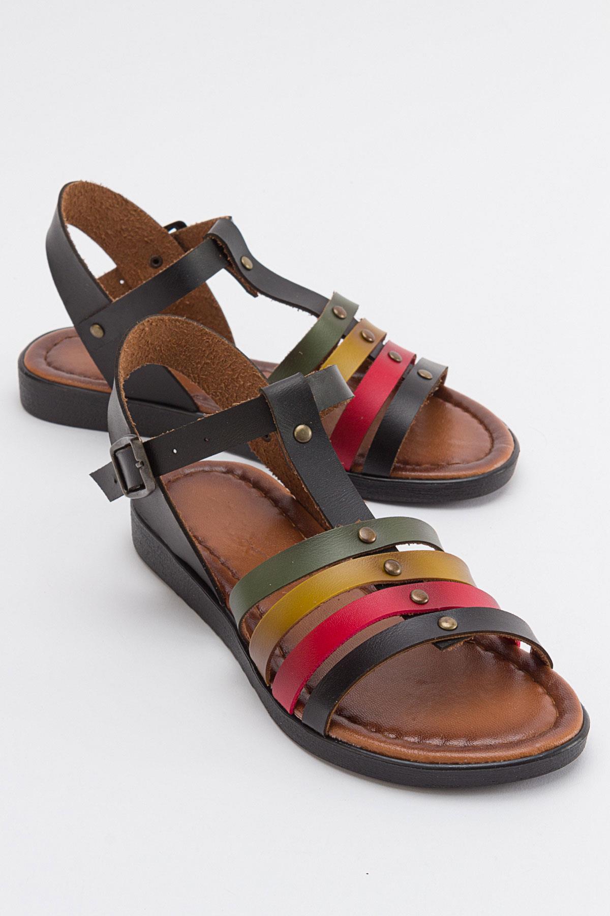 4 Biyeli Kadın Sandalet SİYAH GARNİ - Görsel 2