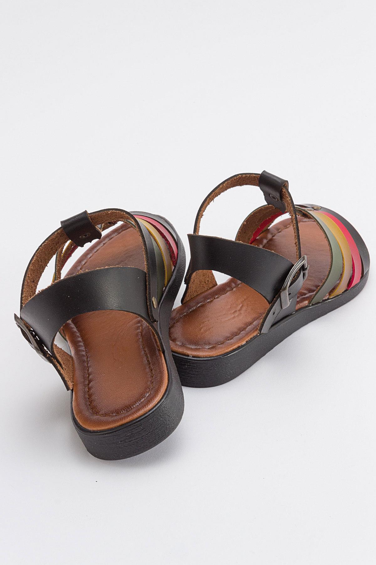 4 Biyeli Kadın Sandalet SİYAH GARNİ - Görsel 5