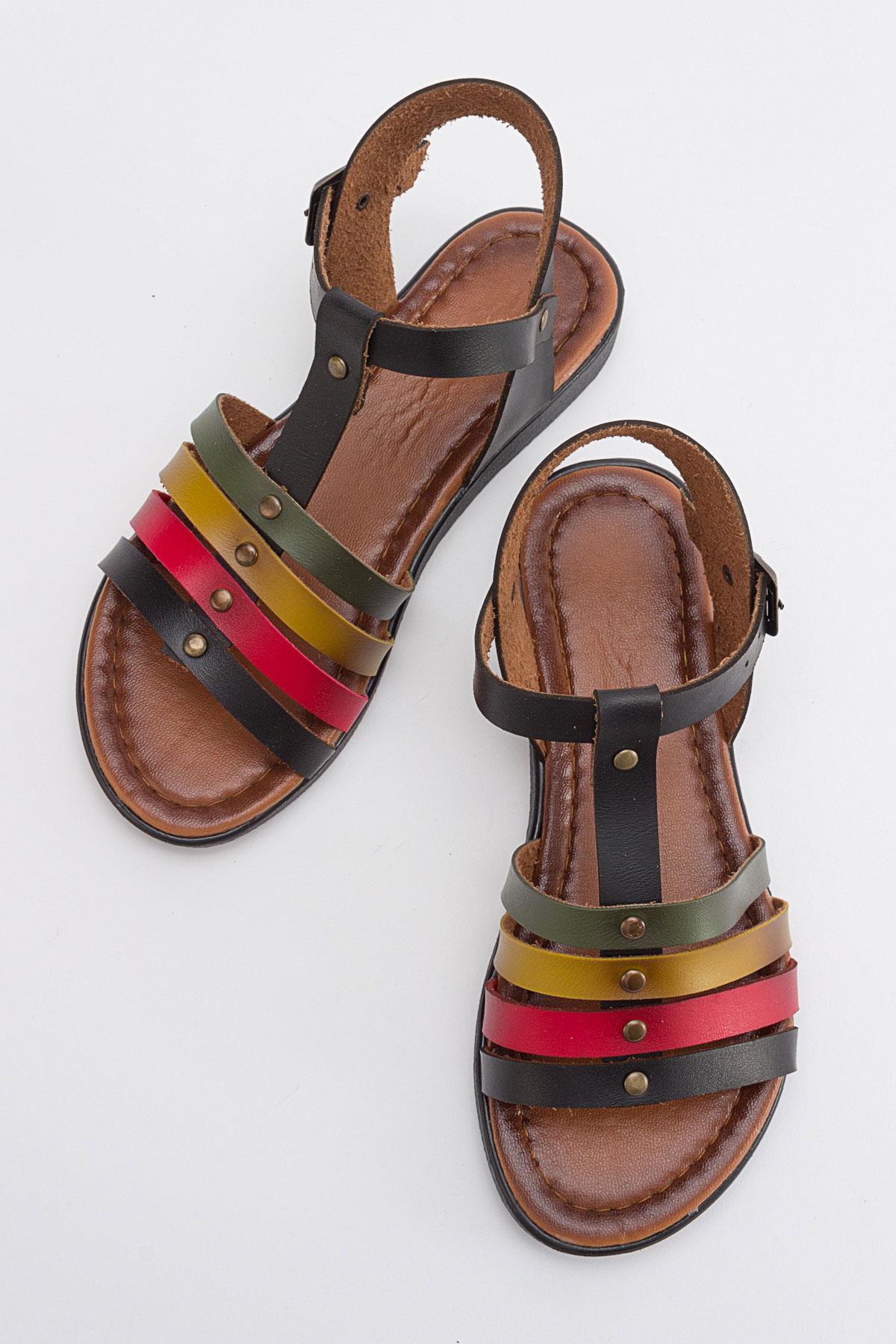 4 Biyeli Kadın Sandalet SİYAH GARNİ - Görsel 6