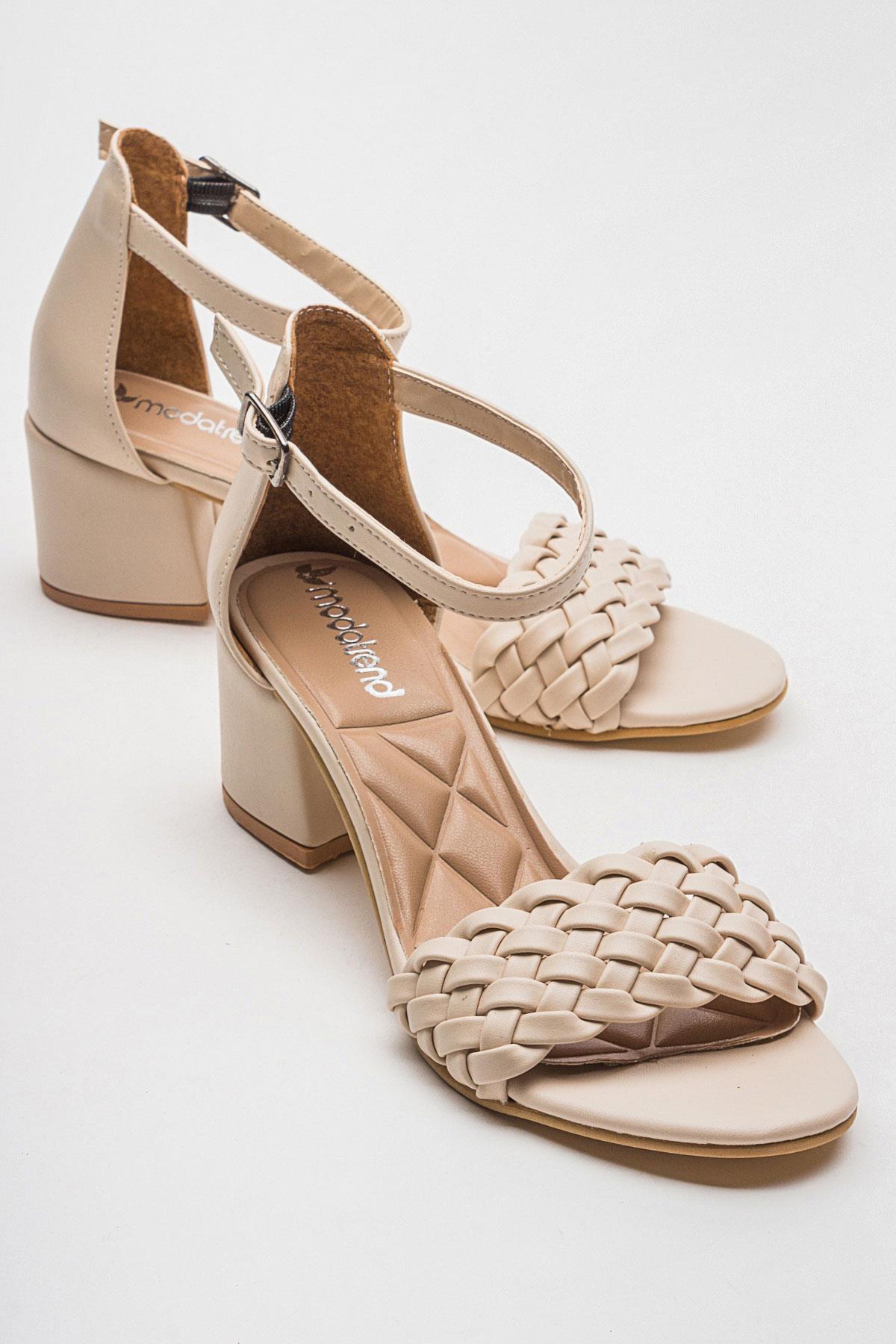 Kadın Tek Bantlı Topuklu Sandalet TEN CİLT - Görsel 2