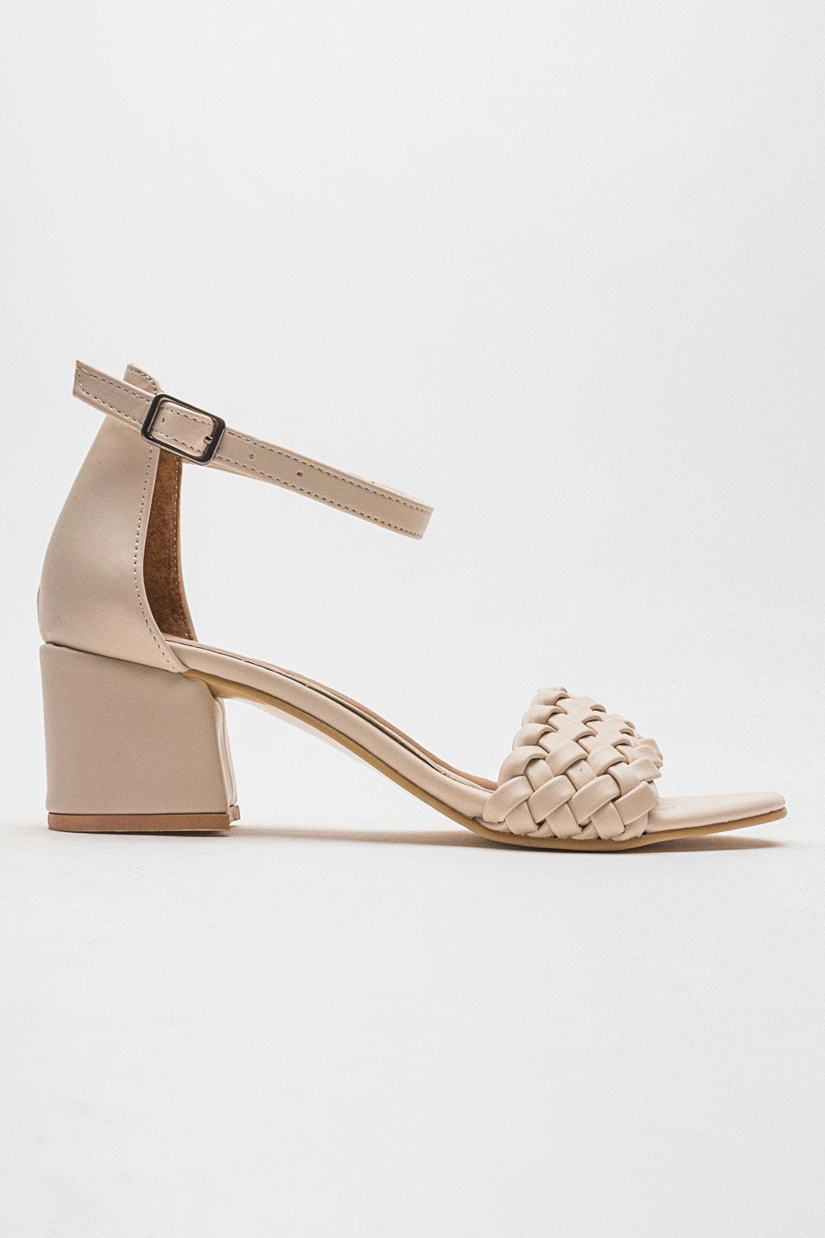 Kadın Tek Bantlı Topuklu Sandalet TEN CİLT - Görsel 3