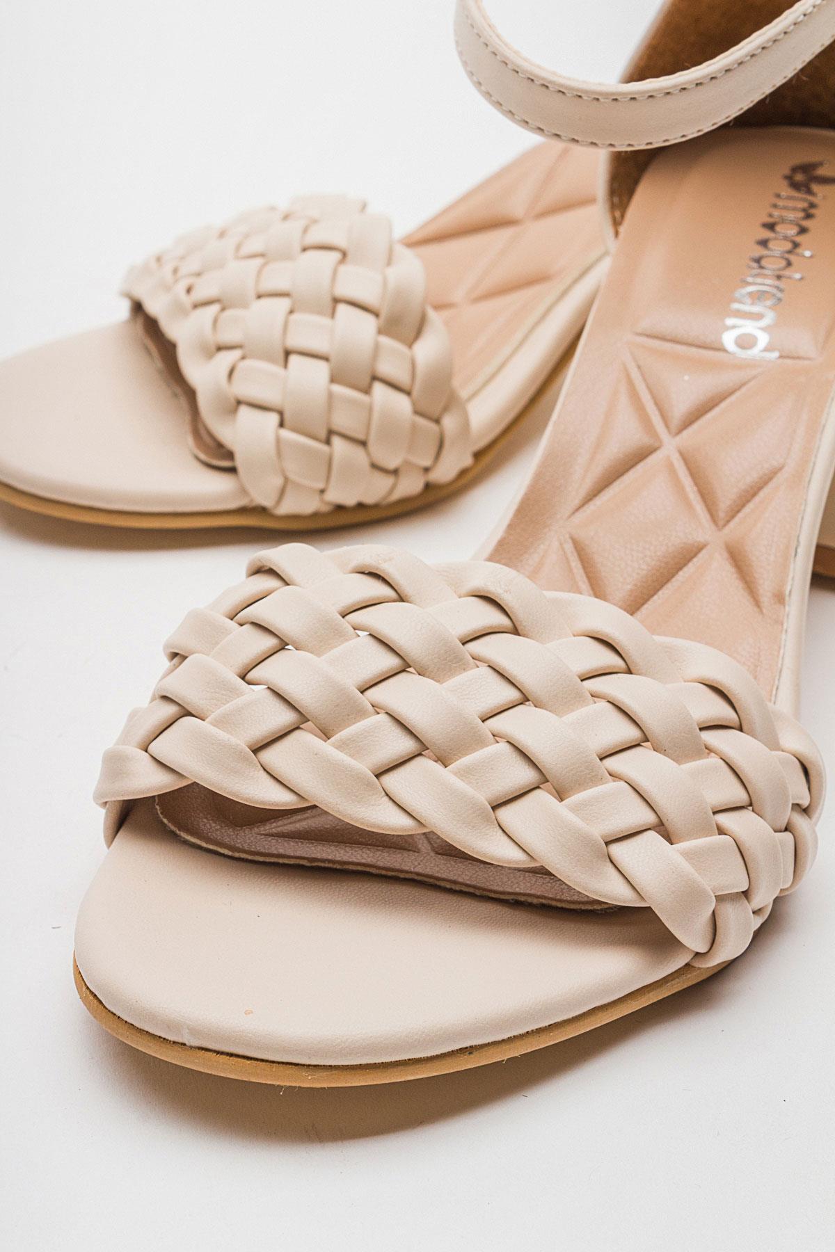 Kadın Tek Bantlı Topuklu Sandalet TEN CİLT - Görsel 4