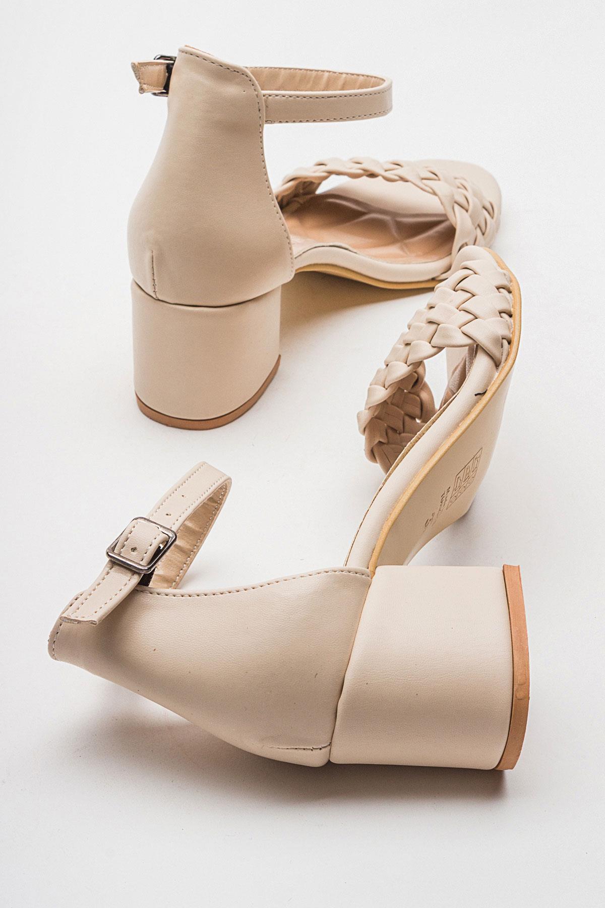 Kadın Tek Bantlı Topuklu Sandalet TEN CİLT - Görsel 5