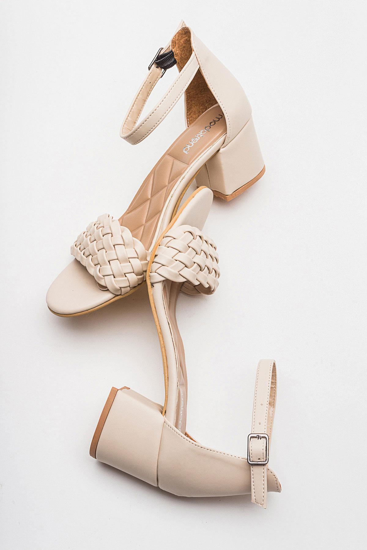 Kadın Tek Bantlı Topuklu Sandalet TEN CİLT - Görsel 7