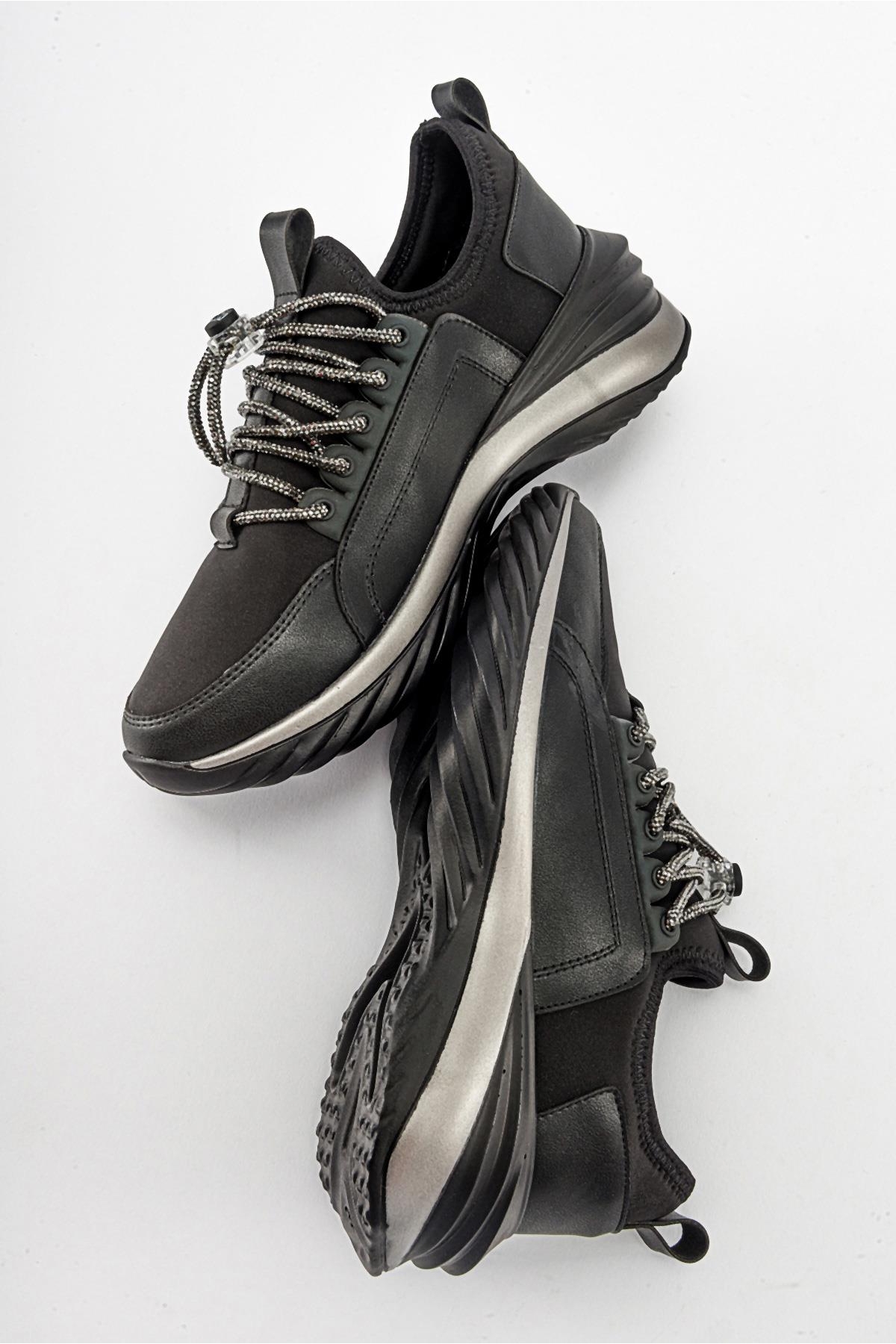 Taş Bağcıklı Kadın Spor Ayakkabı SİYAH SİYAH - Görsel 7